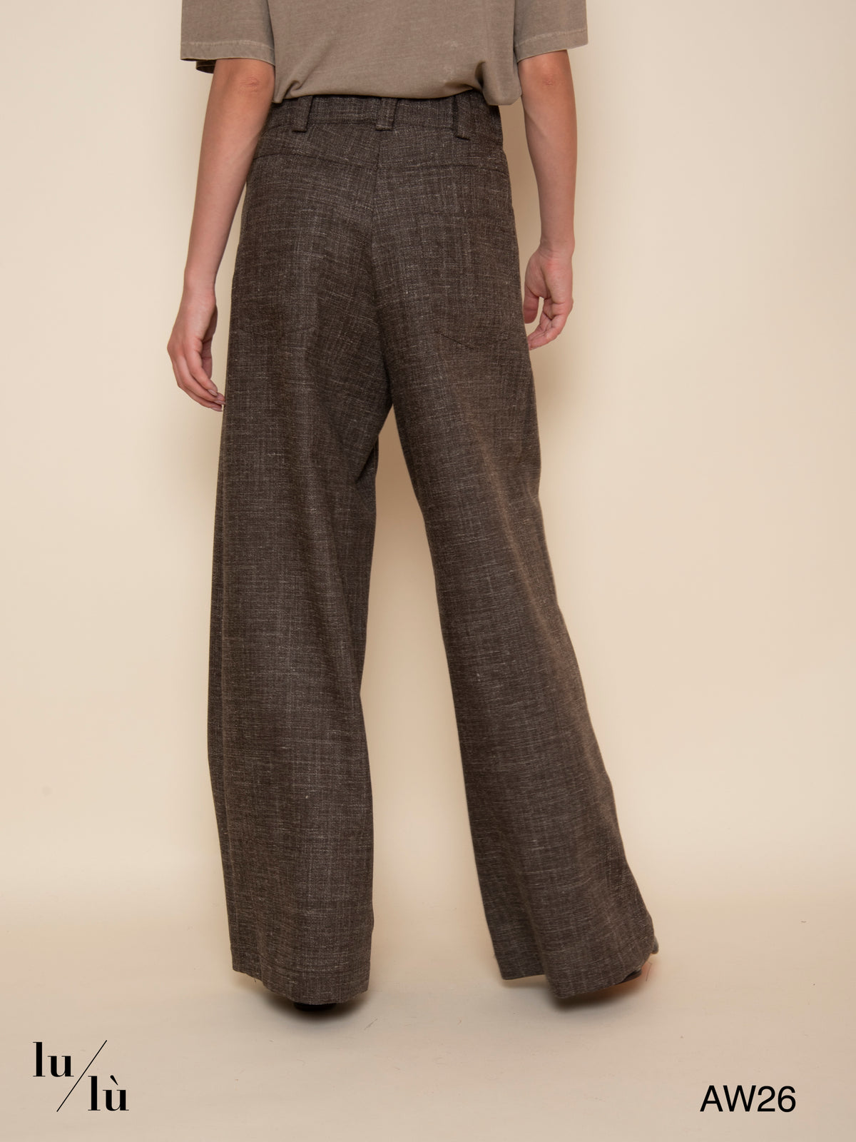 Brooke - Pantalone ampio in misto lana e lino