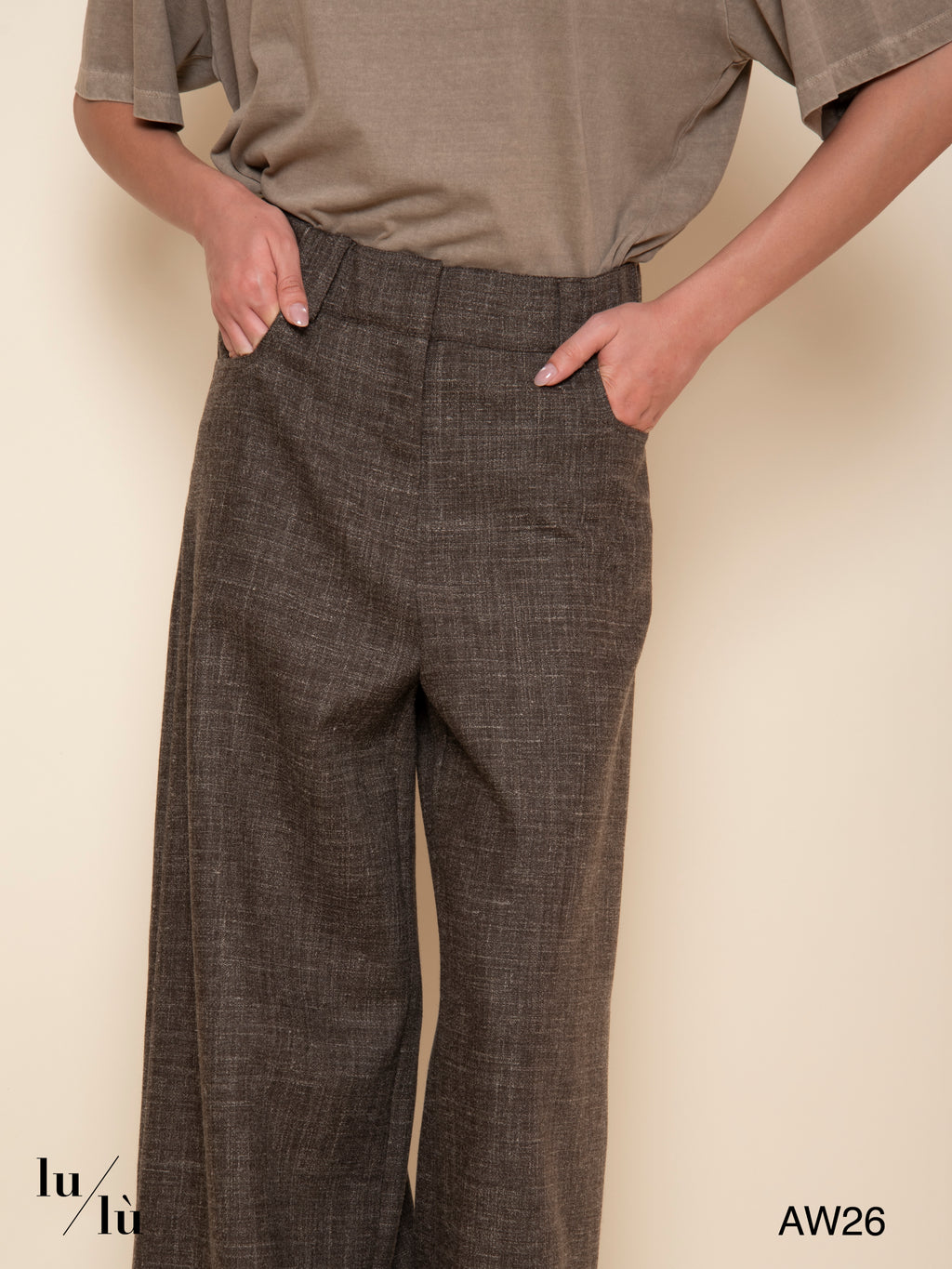 Brooke - Pantalone ampio in misto lana e lino