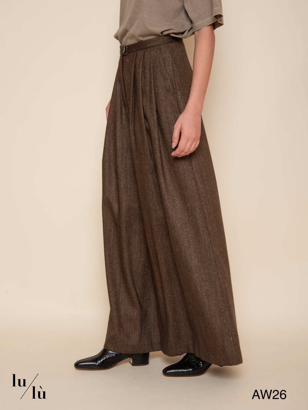 Kim - Pantalone ampio in lana spinata