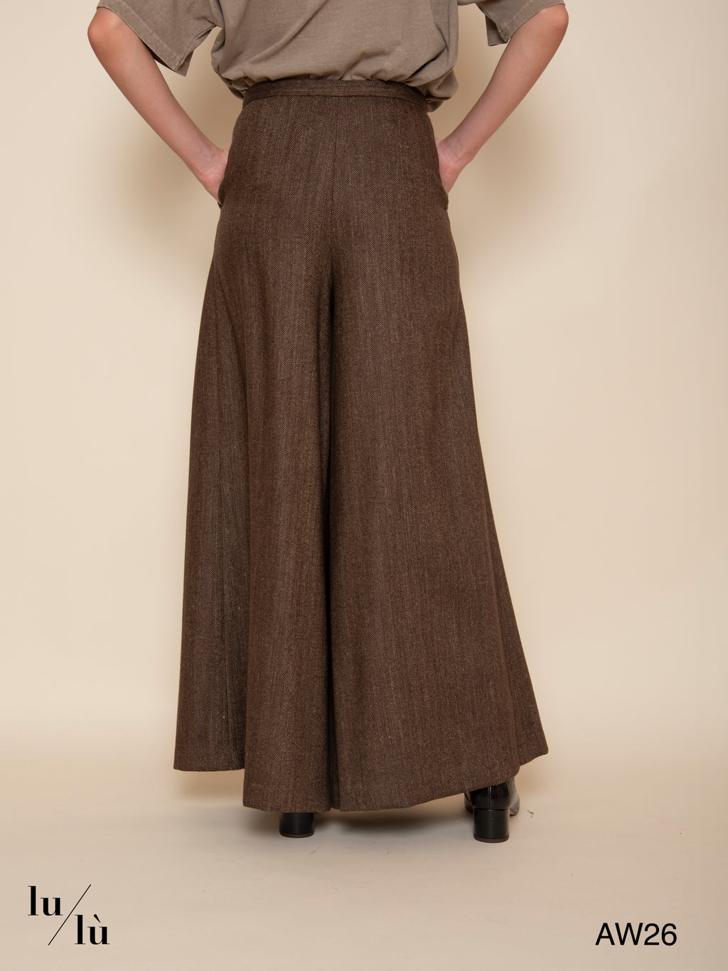 Kim - Pantalone ampio in lana spinata