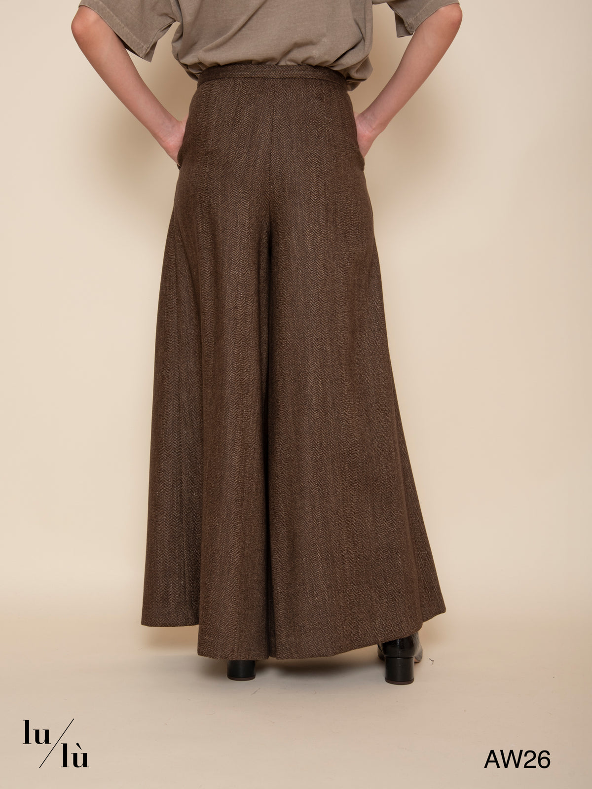 Kim - Pantalone ampio in lana spinata