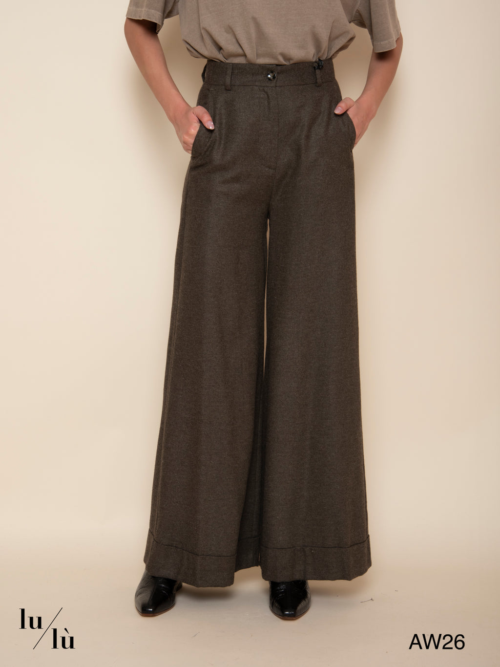 Sue - Pantalone wide leg in misto lana