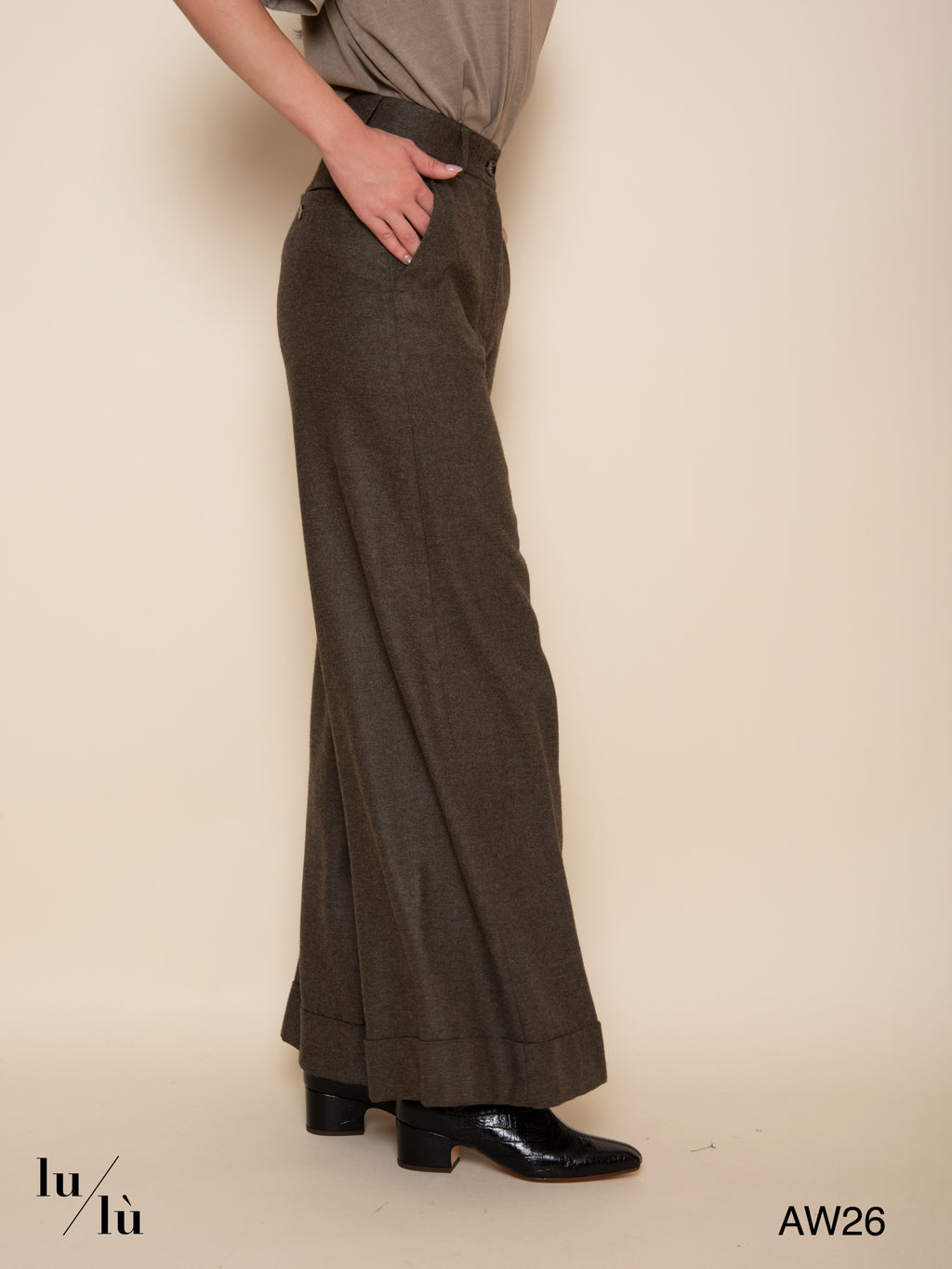 Sue - Pantalone wide leg in misto lana