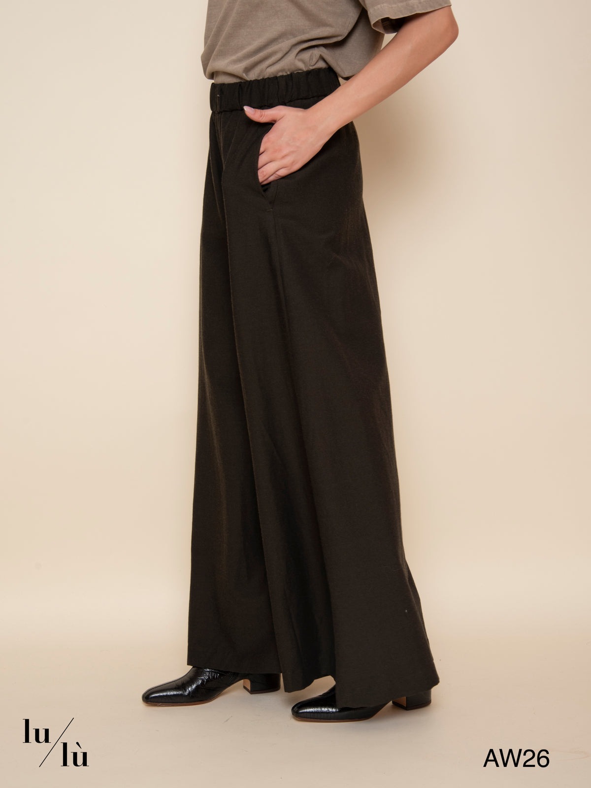 Annabelle -  Pantalone a palazzo in lana e viscosa