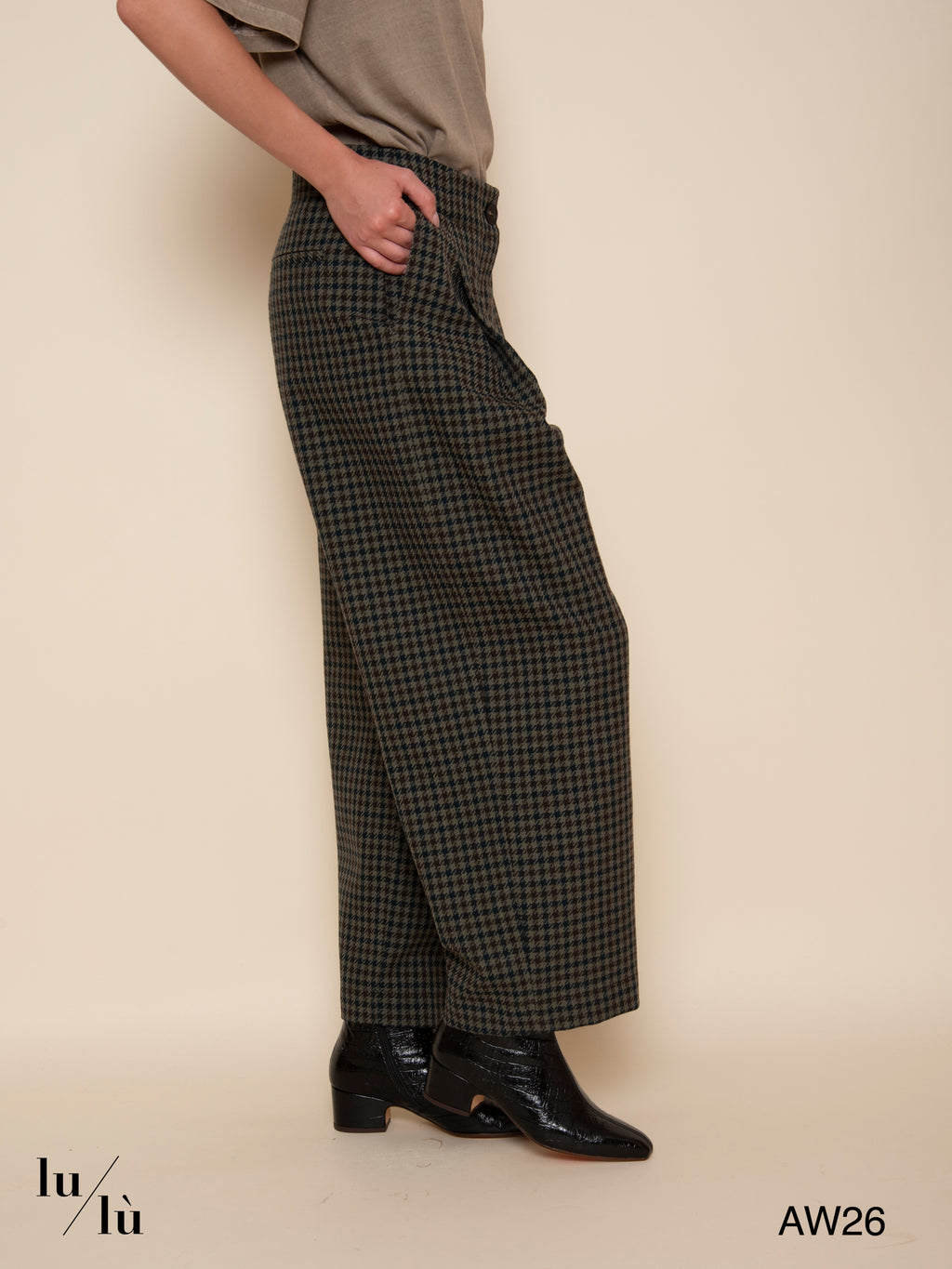 Nova - Pantalone ampio pied-de-poule in lana