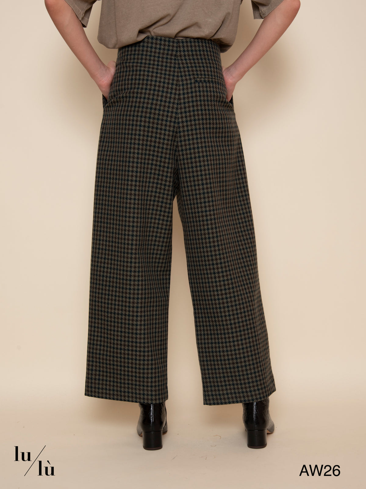 Nova - Pantalone ampio pied-de-poule in lana