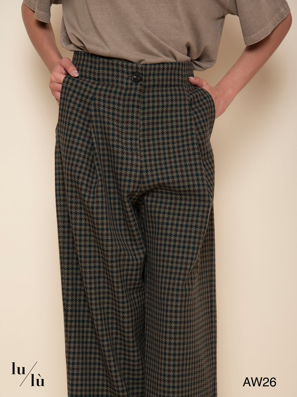 Nova - Pantalone ampio pied-de-poule in lana