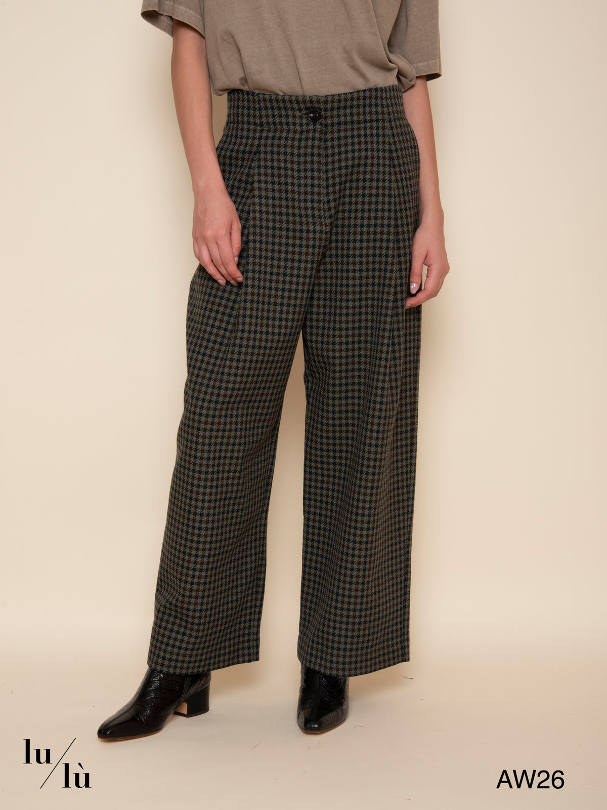 Nova - Pantalone ampio pied-de-poule in lana