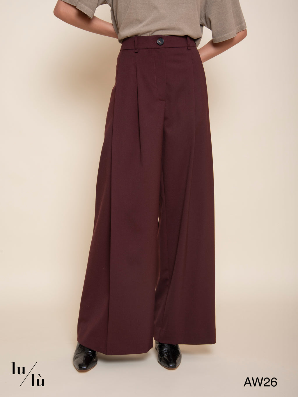Vivienne - Pantalone a palazzo bordeaux
