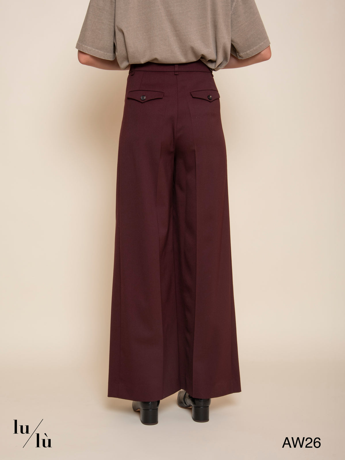 Vivienne - Pantalone a palazzo bordeaux