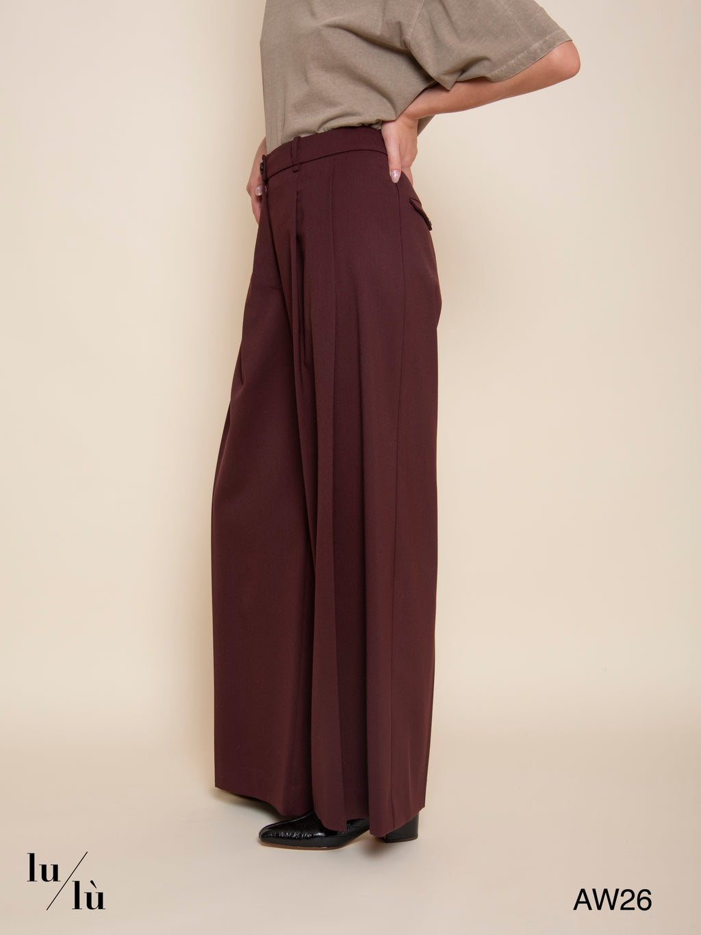 Vivienne - Pantalone a palazzo bordeaux