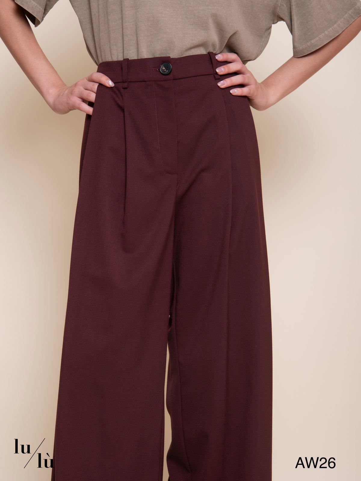 Vivienne - Pantalone a palazzo bordeaux