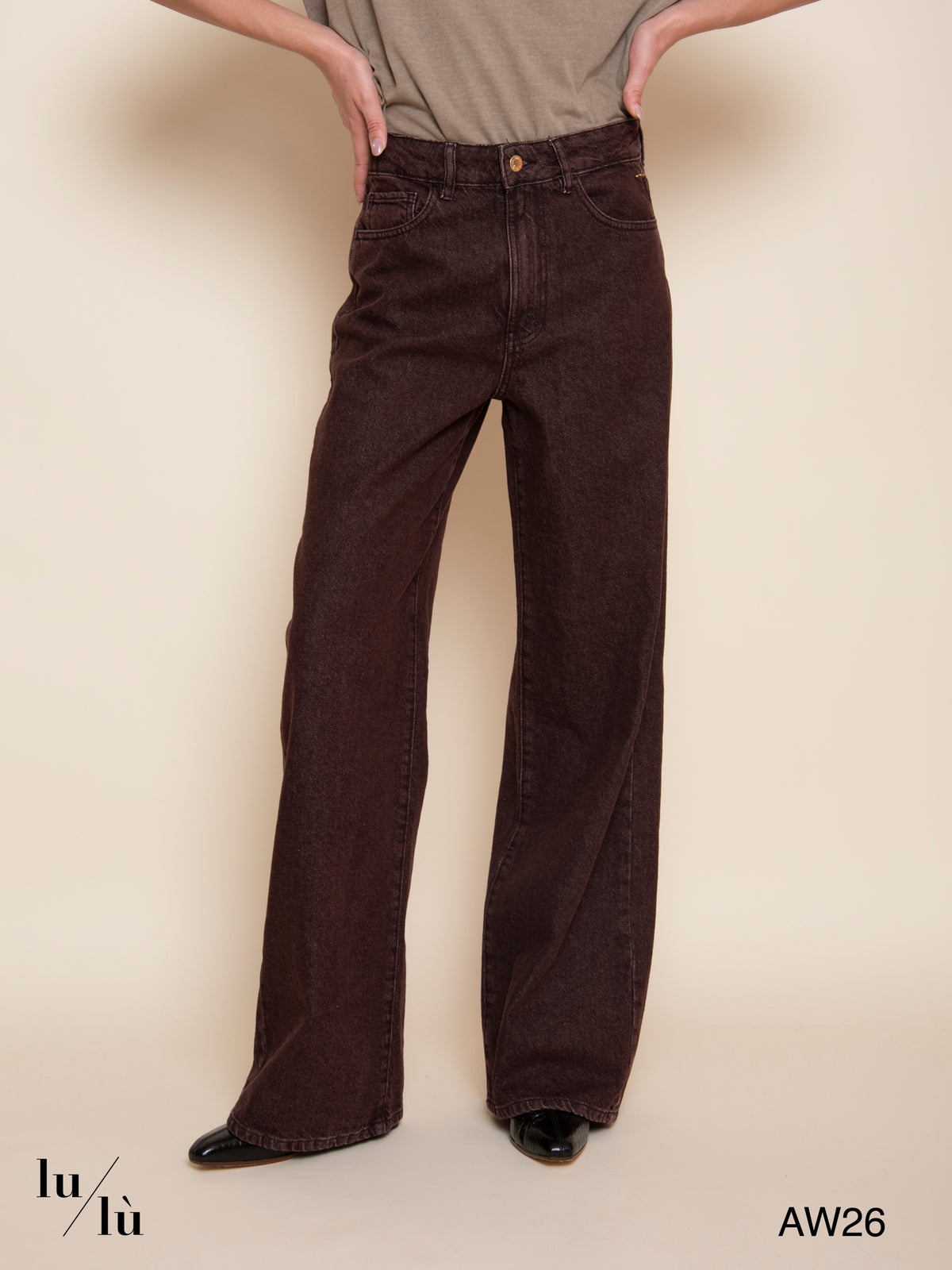 Louela - Jeans wide leg marrone