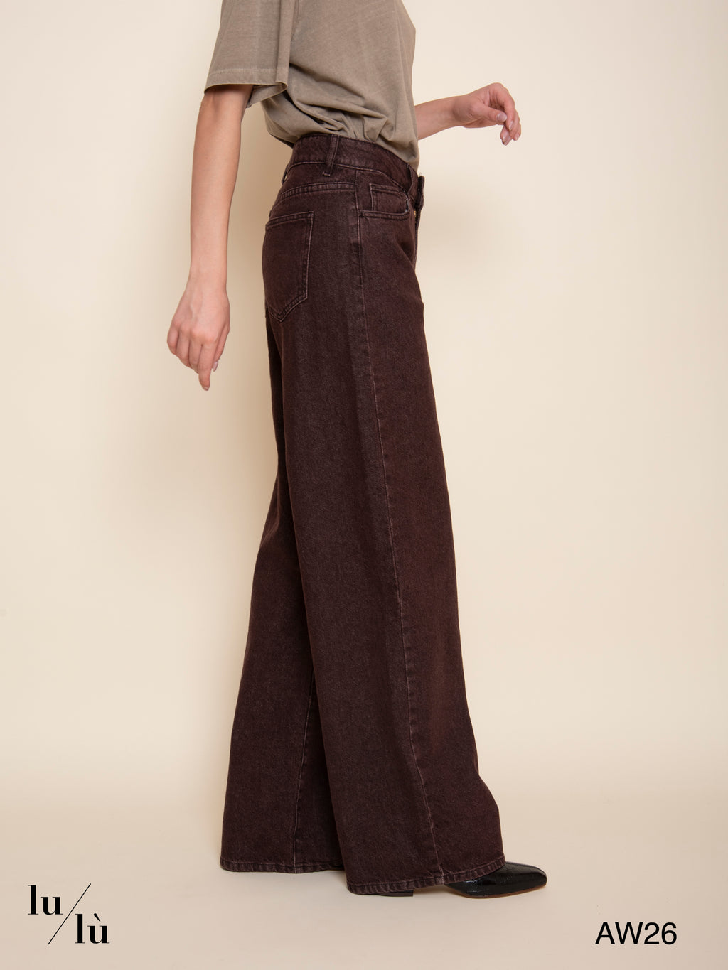 Louela - Jeans wide leg marrone
