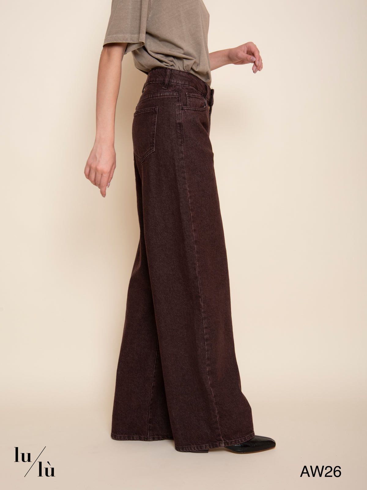 Louela - Jeans wide leg marrone