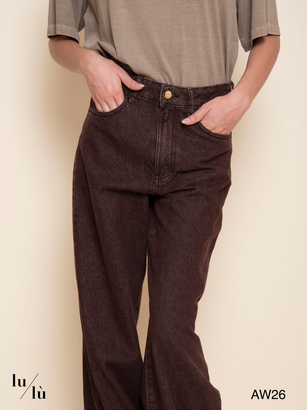 Louela - Jeans wide leg marrone