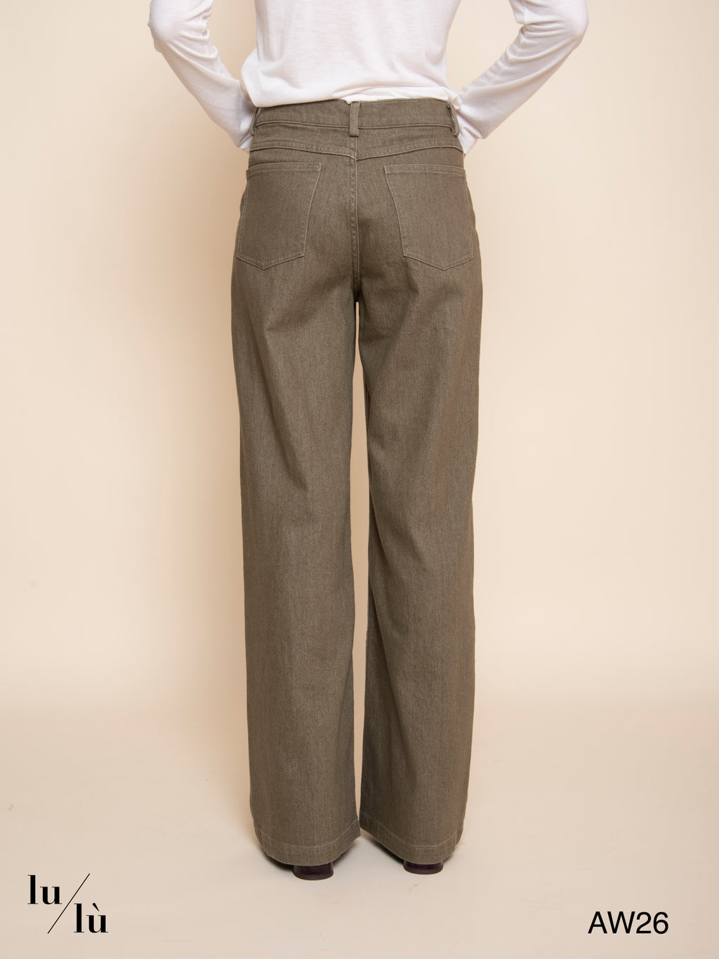 Millie - Pantaloni in denim verde kaki