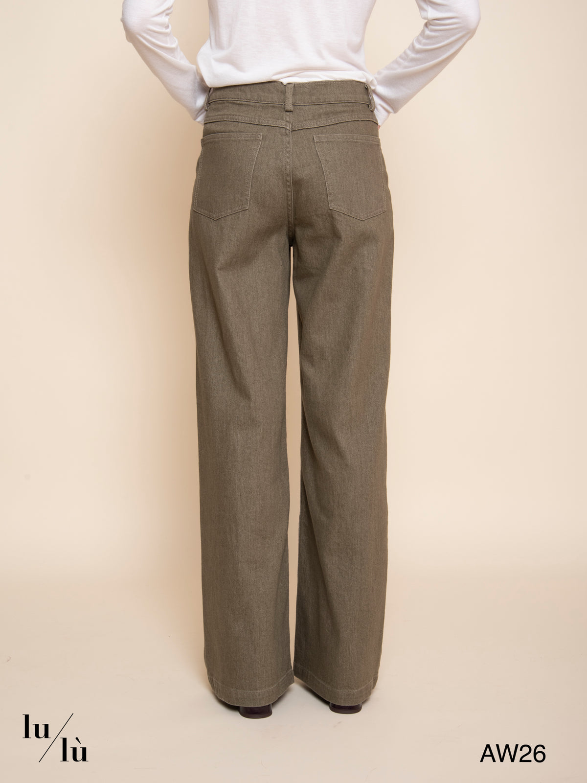 Millie - Pantaloni in denim verde kaki