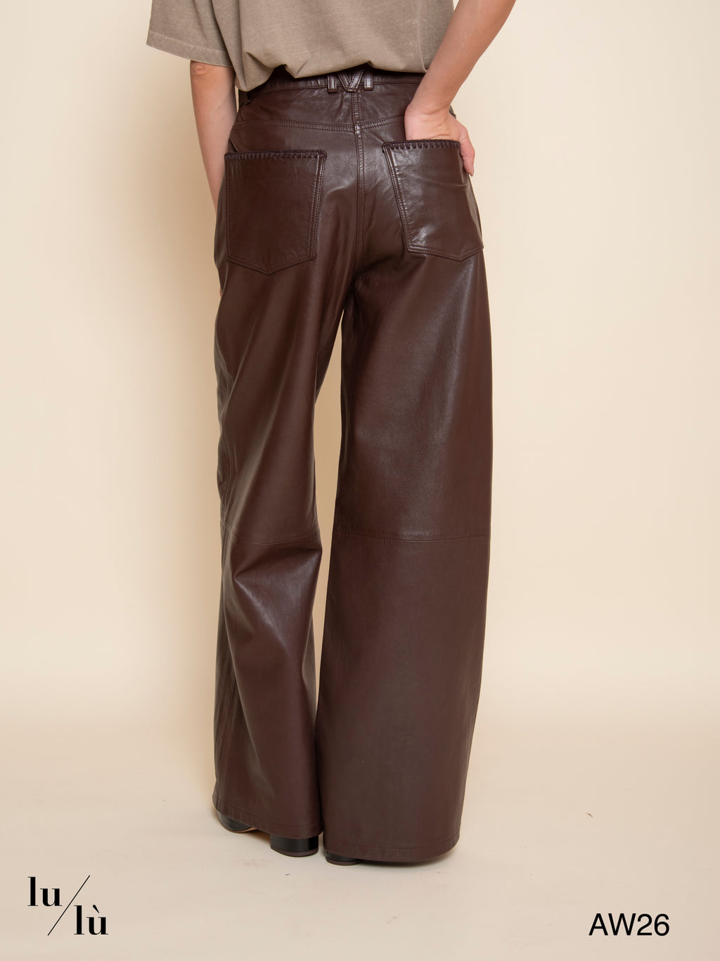 Aoki Leather - Pantalone in pelle marrone