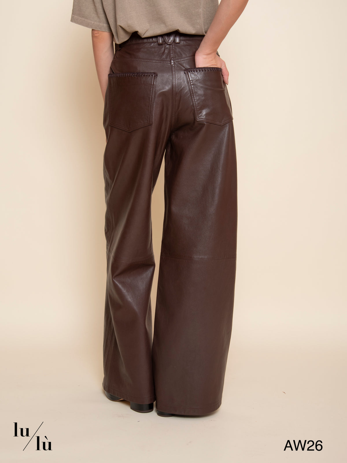 Aoki Leather - Pantalone in pelle marrone