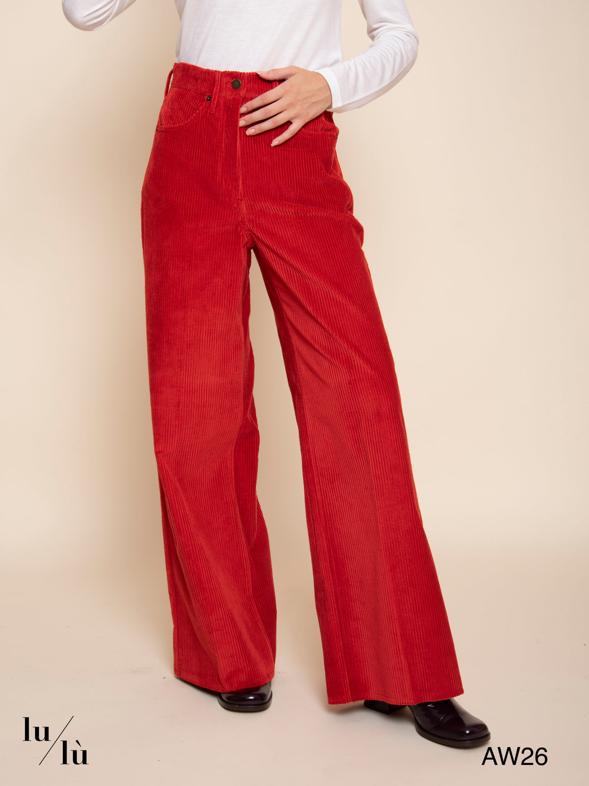 Aoki Bis - Pantalone in velluto a coste rosso