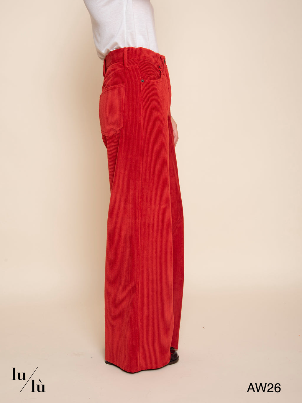Aoki Bis - Pantalone in velluto a coste rosso