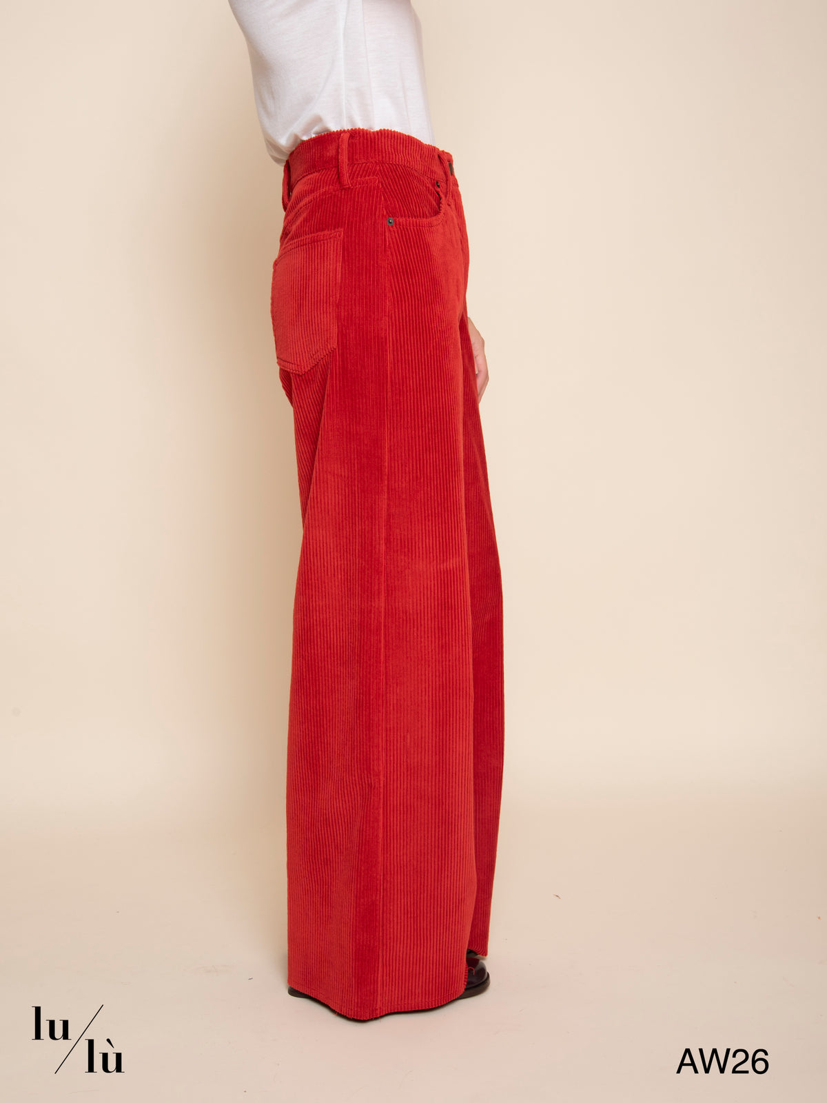 Aoki Bis - Pantalone in velluto a coste rosso