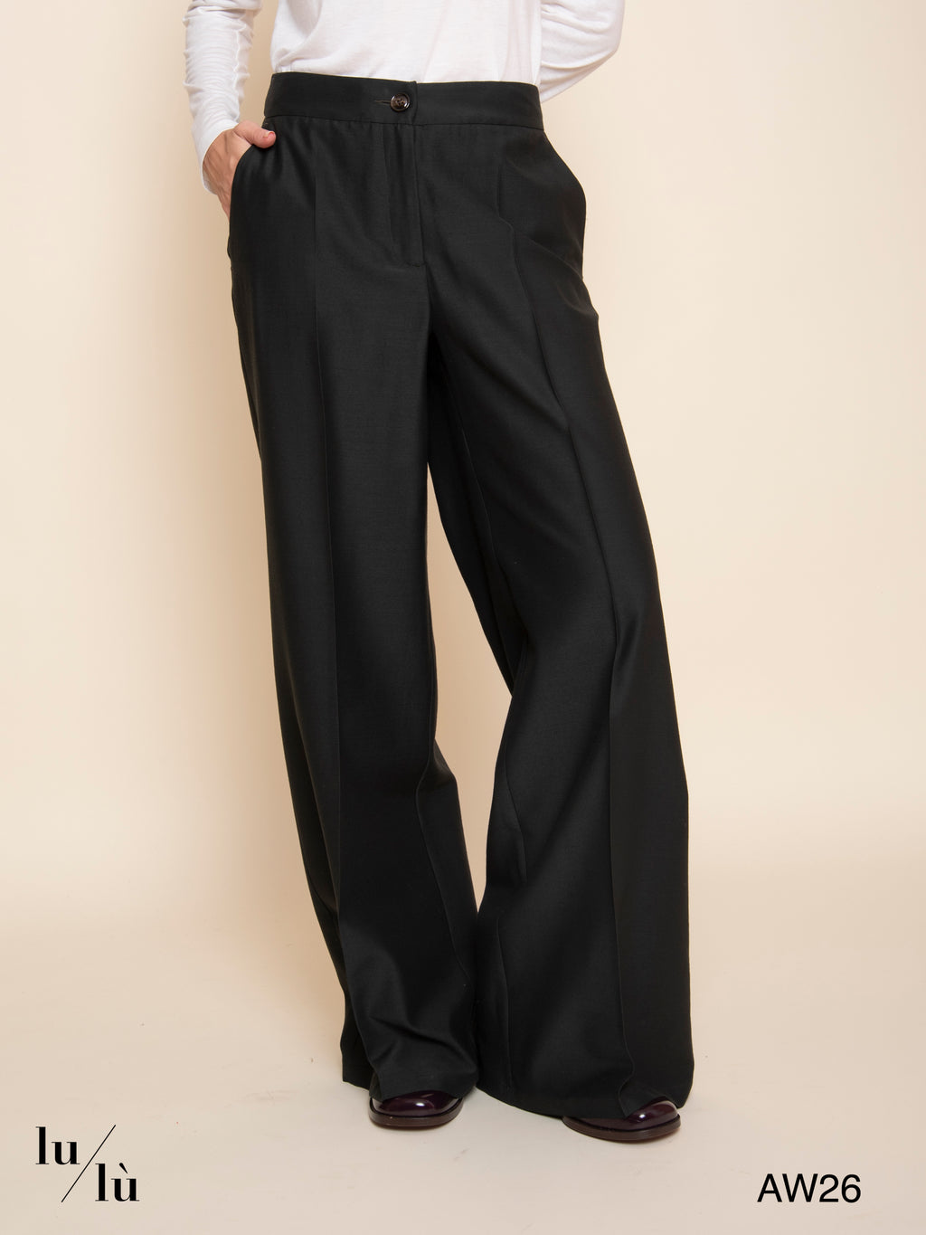 Candeo - Pantalone a palazzo in acetato e lana