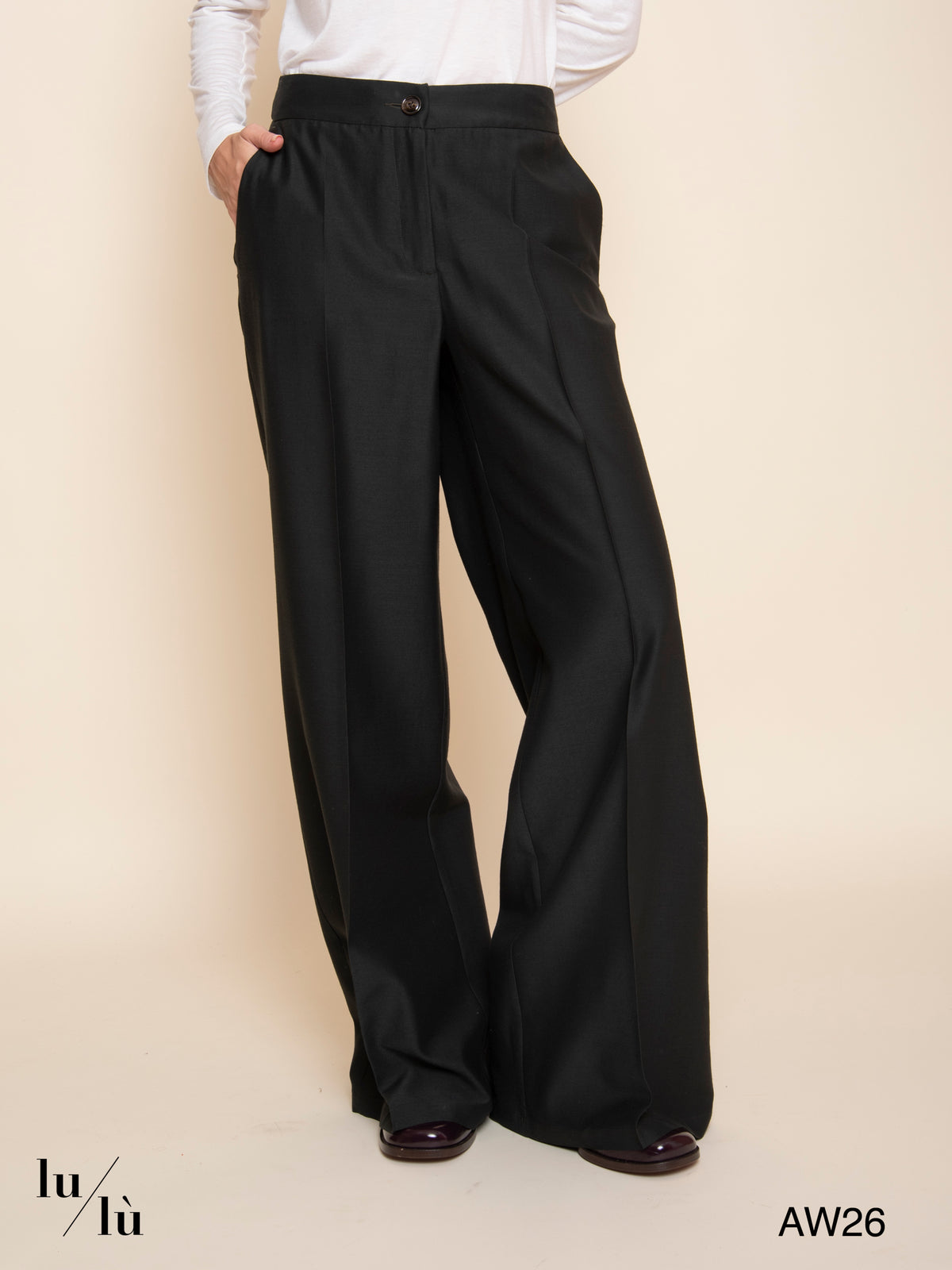 Candeo - Pantalone a palazzo in acetato e lana