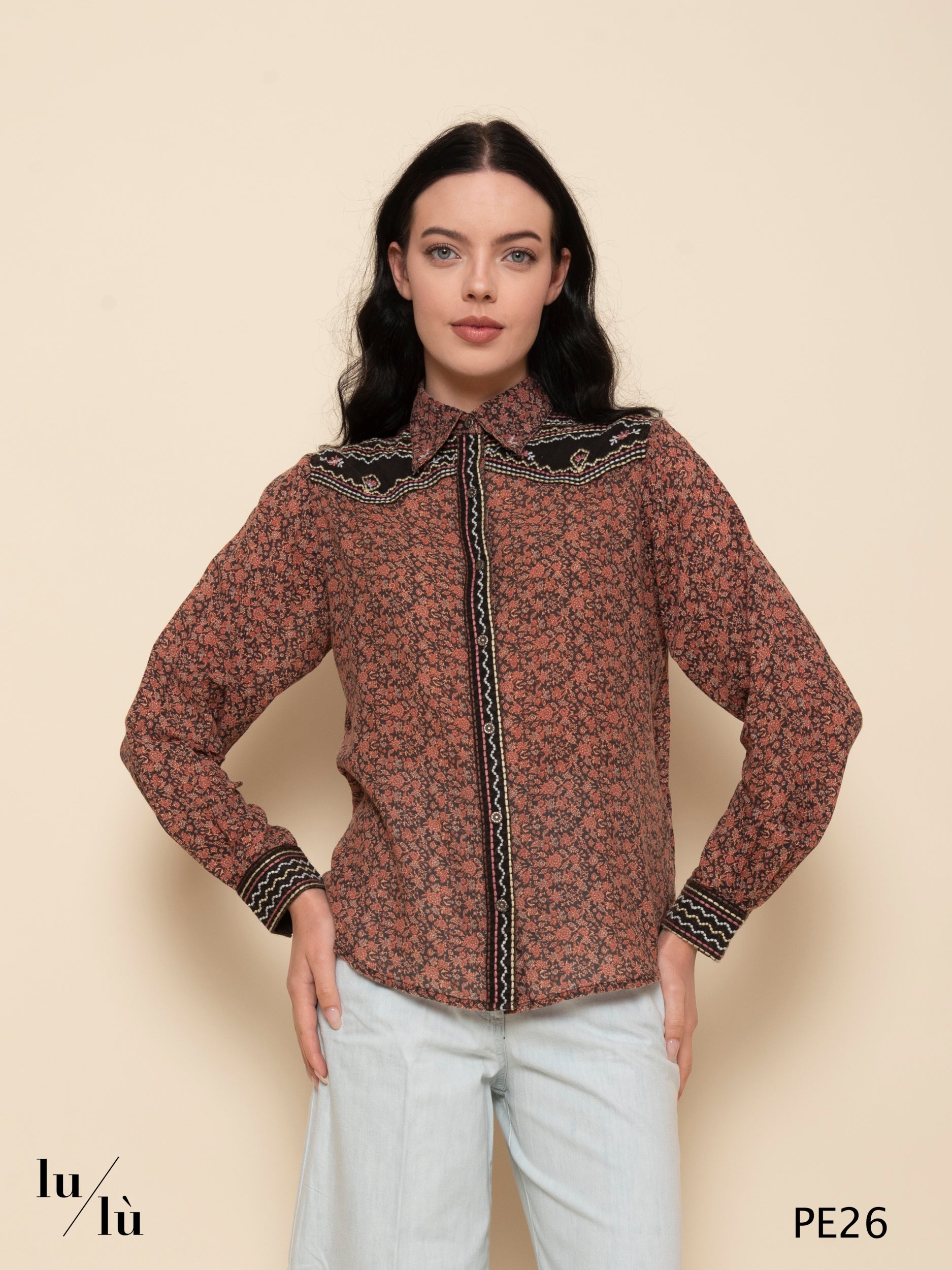 Keith - Camicia floreale ricamata boho chic