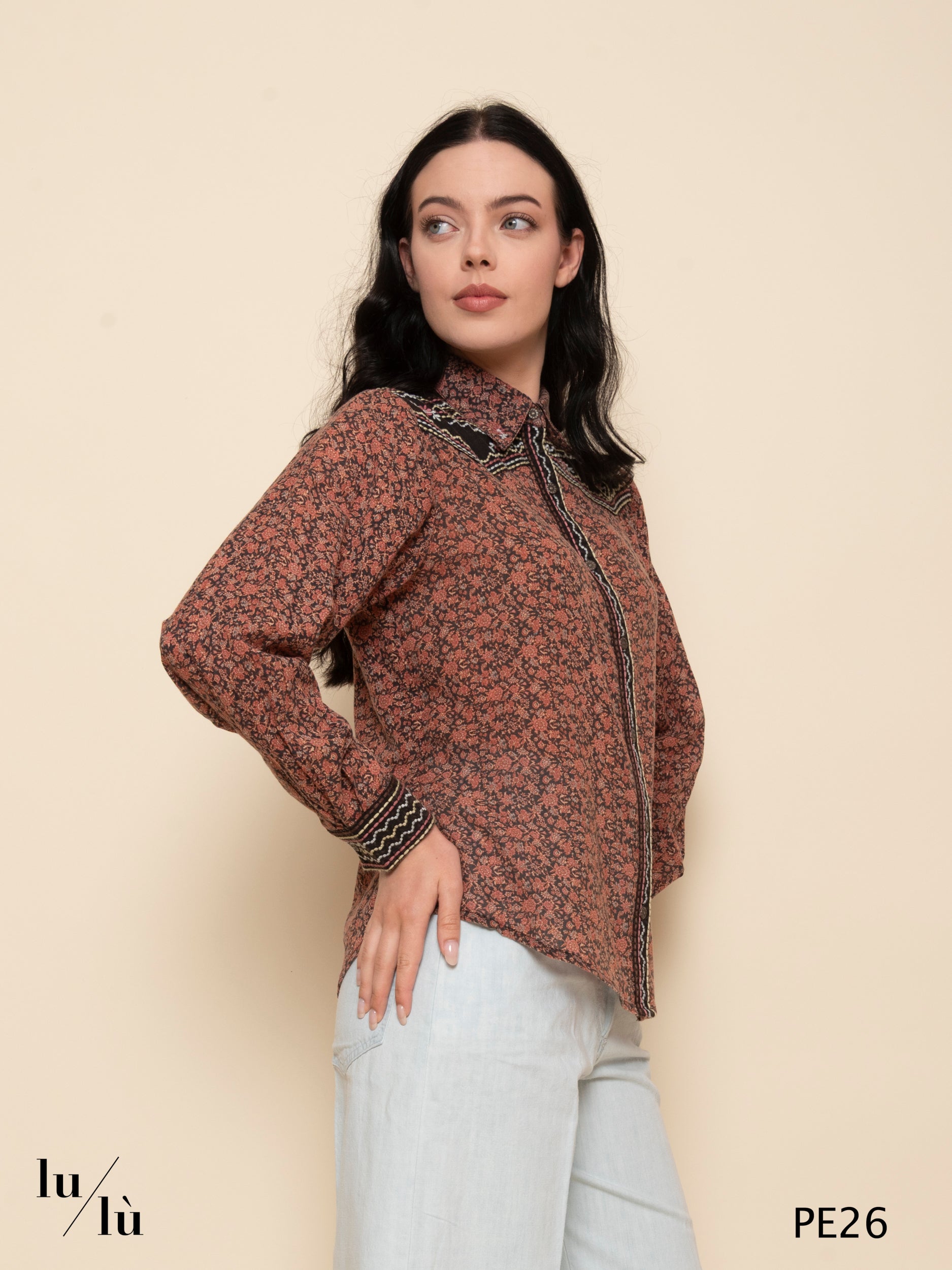 Keith - Camicia floreale ricamata boho chic