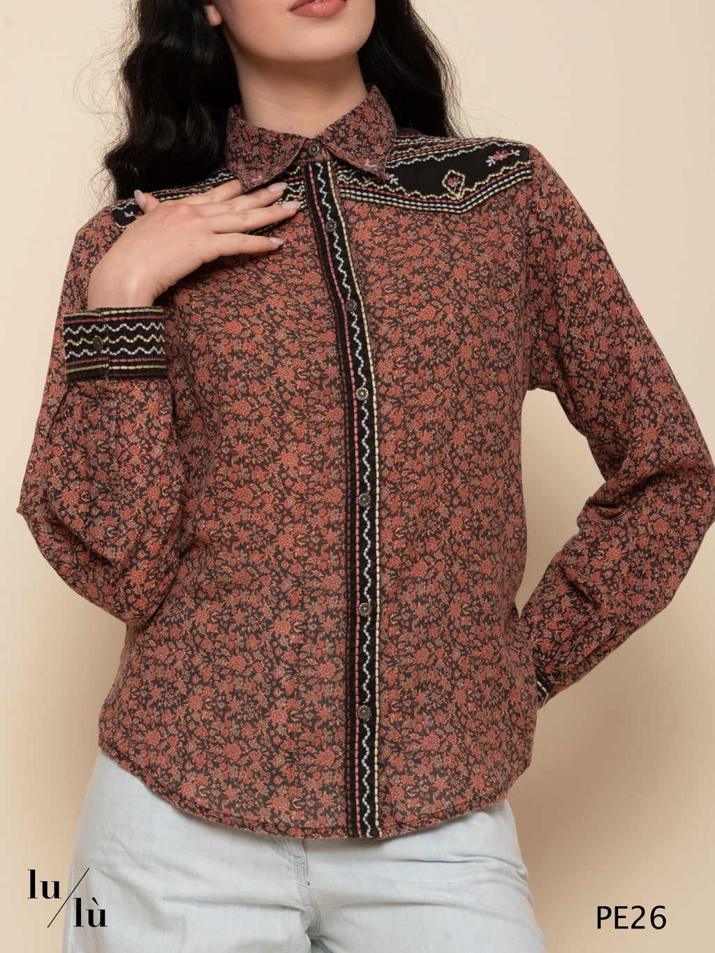 Keith - Camicia floreale ricamata boho chic