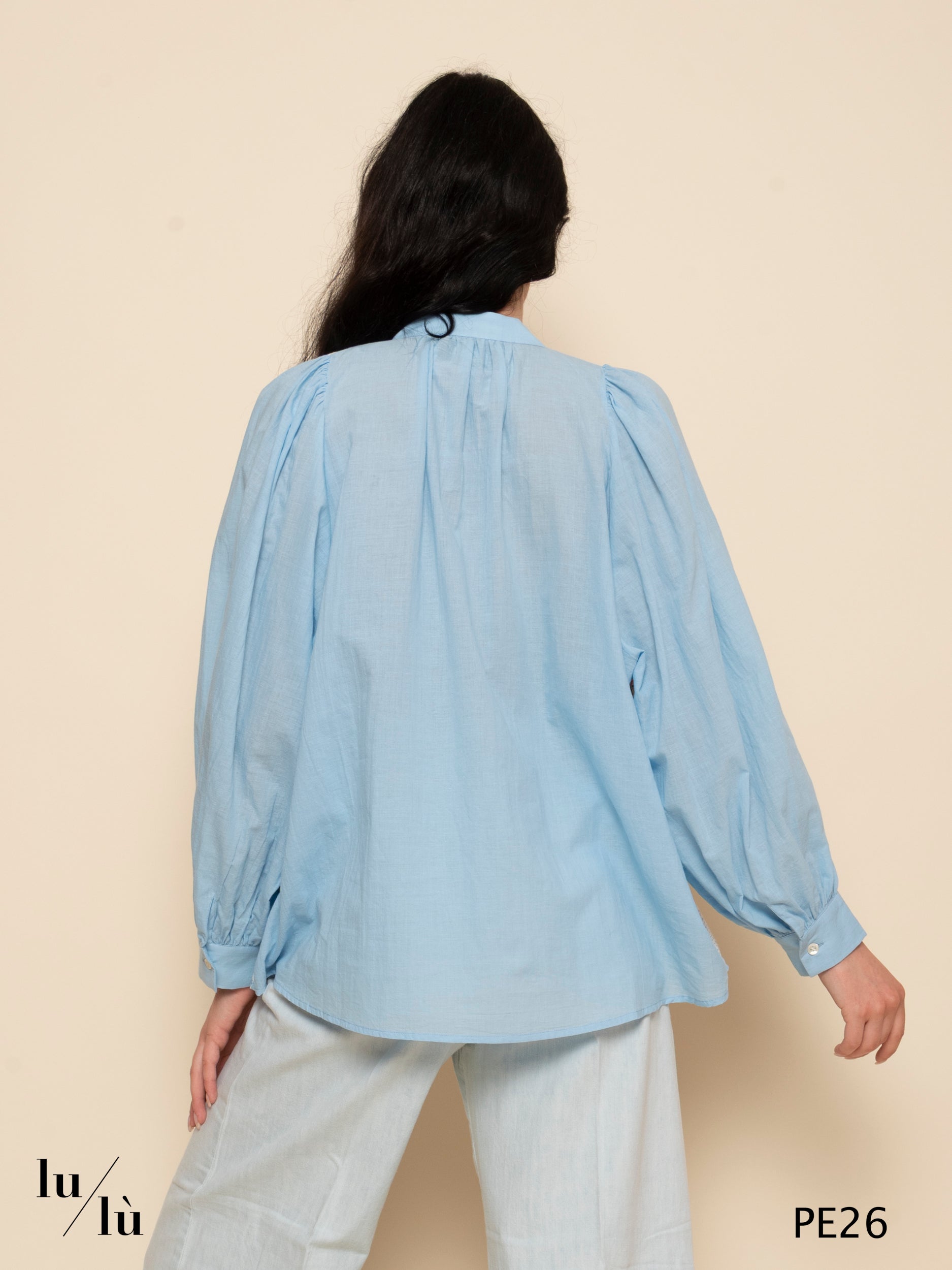 Claudie - Blusa ricamata in puro cotone con stampa porto