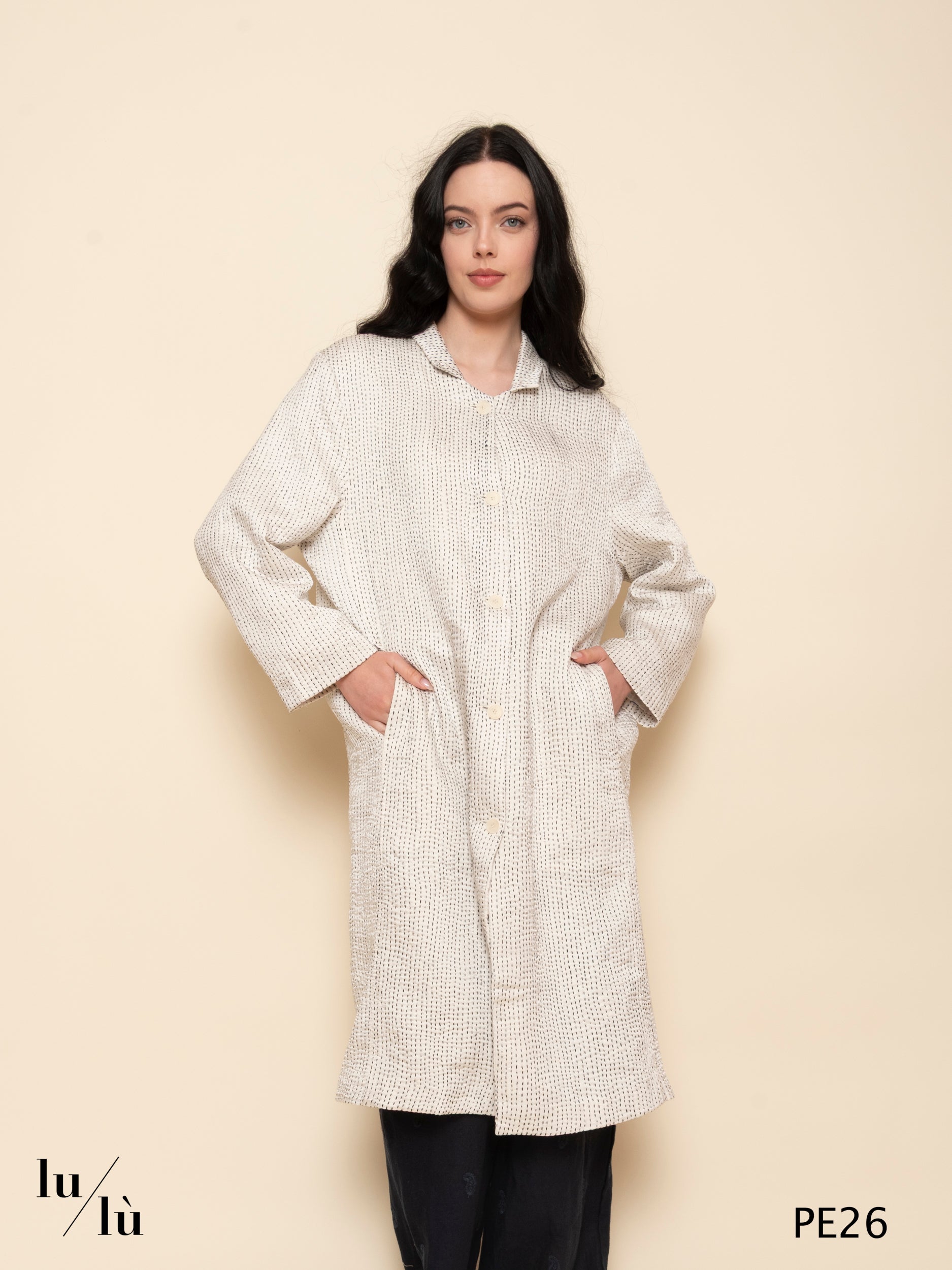 Doniv - Cappotto reversibile in seta con stampa beachwear