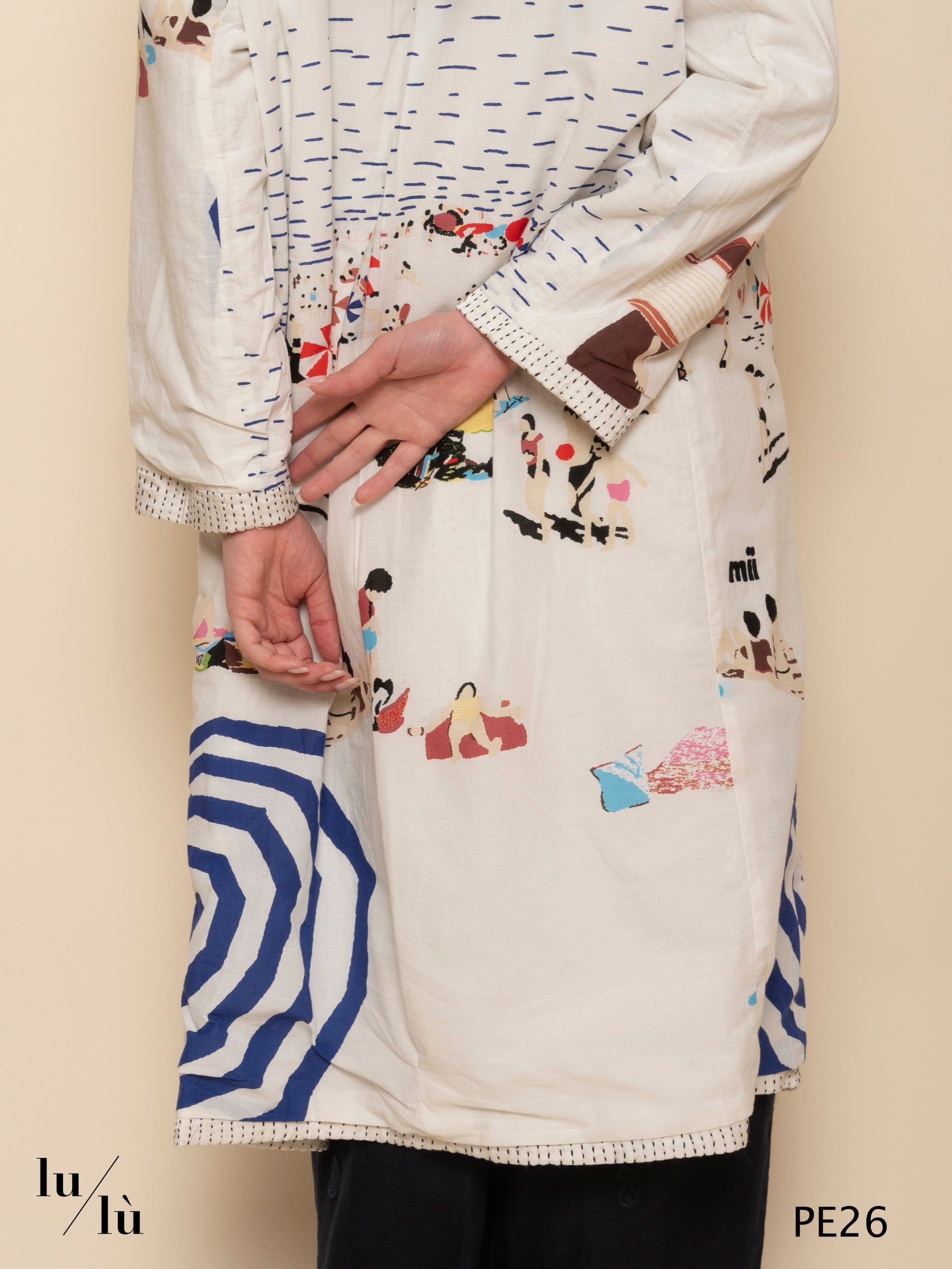 Doniv - Cappotto reversibile in seta con stampa beachwear