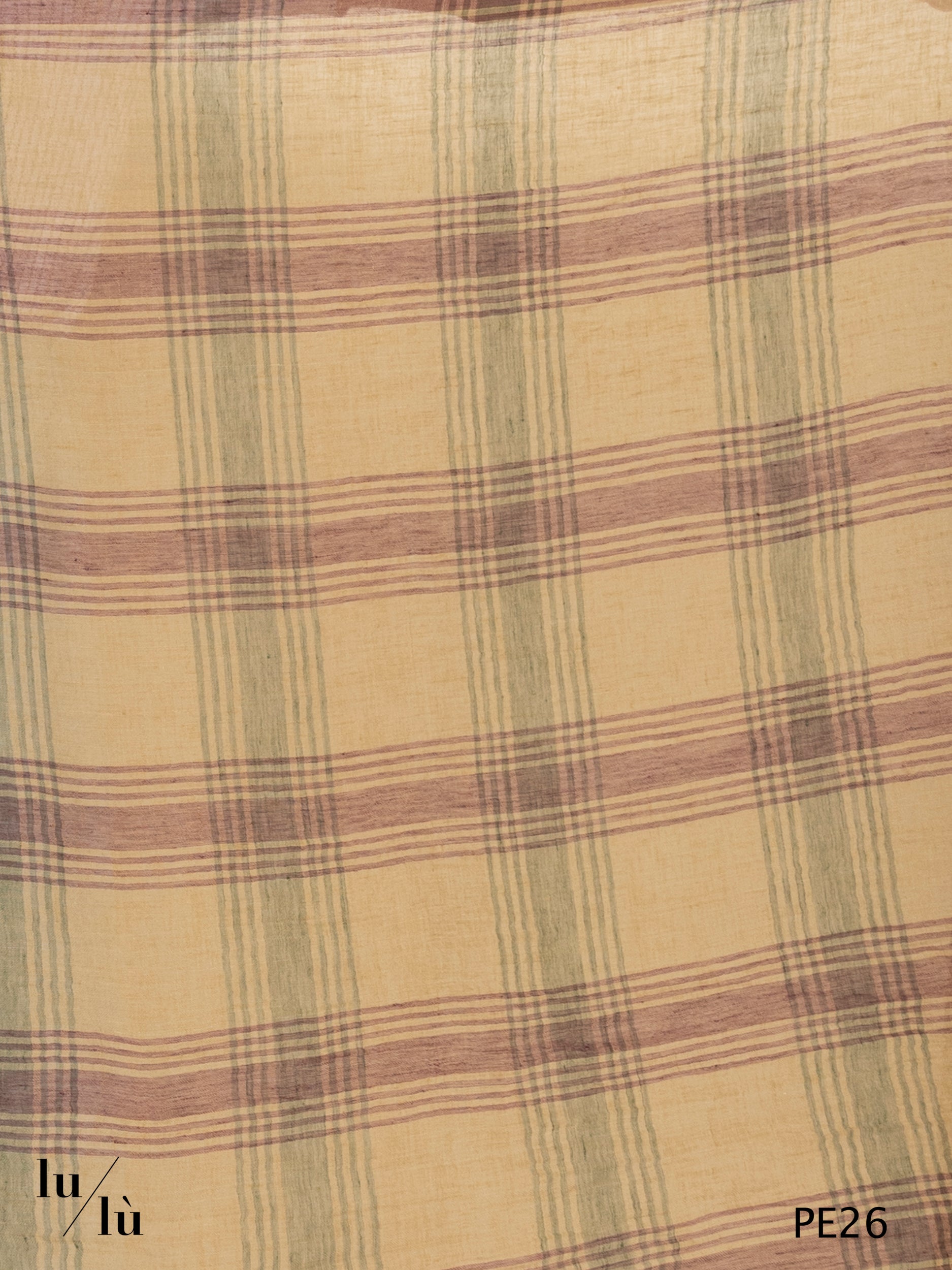 Lightfall Beige - Foulard in 100% lino con motivo check