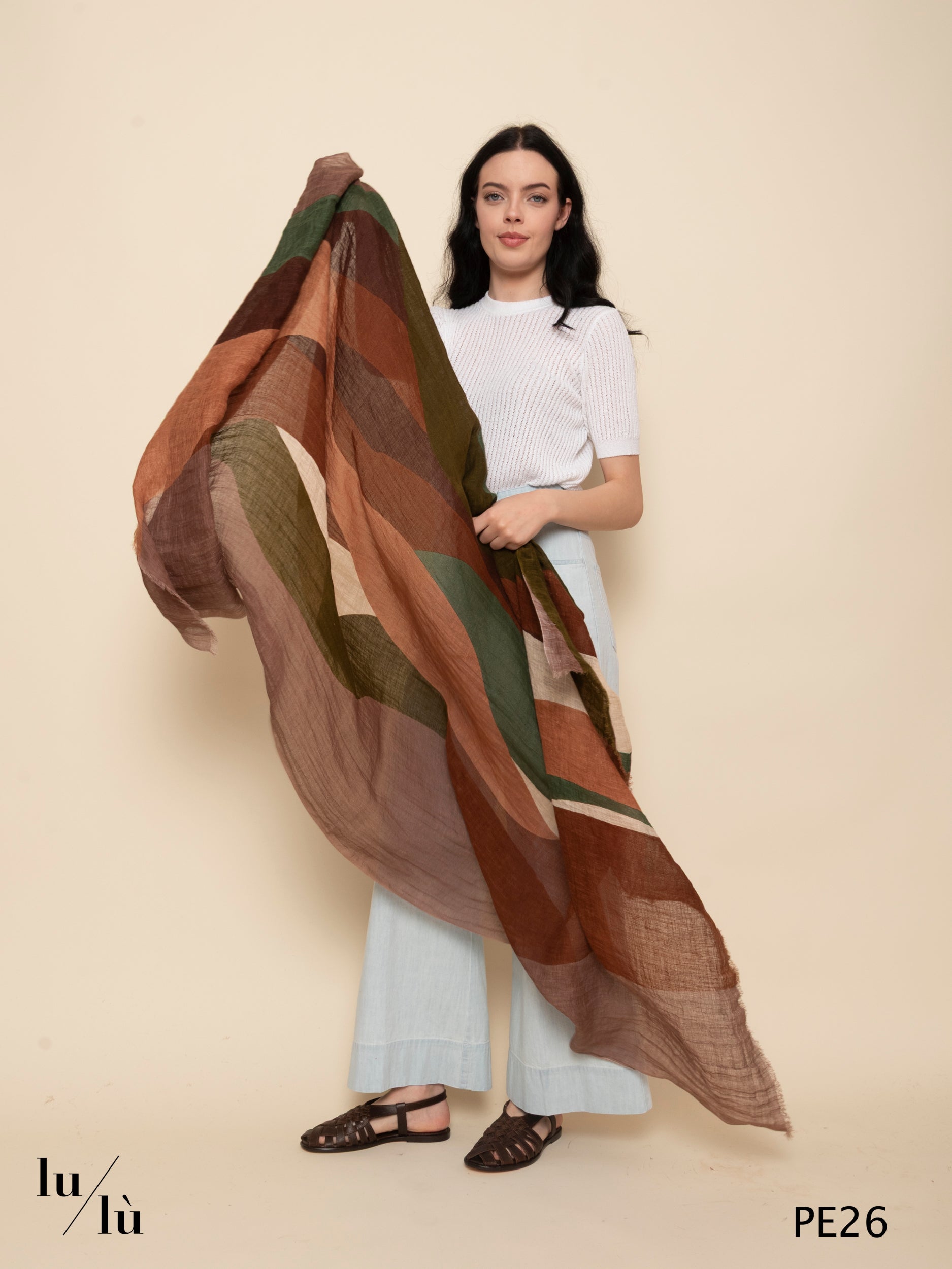 Root Terracotta - Foulard in 100% lino stampato