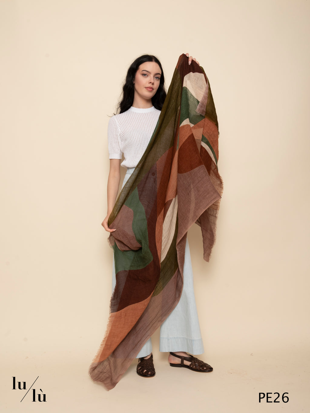 Root Terracotta - Foulard in 100% lino stampato