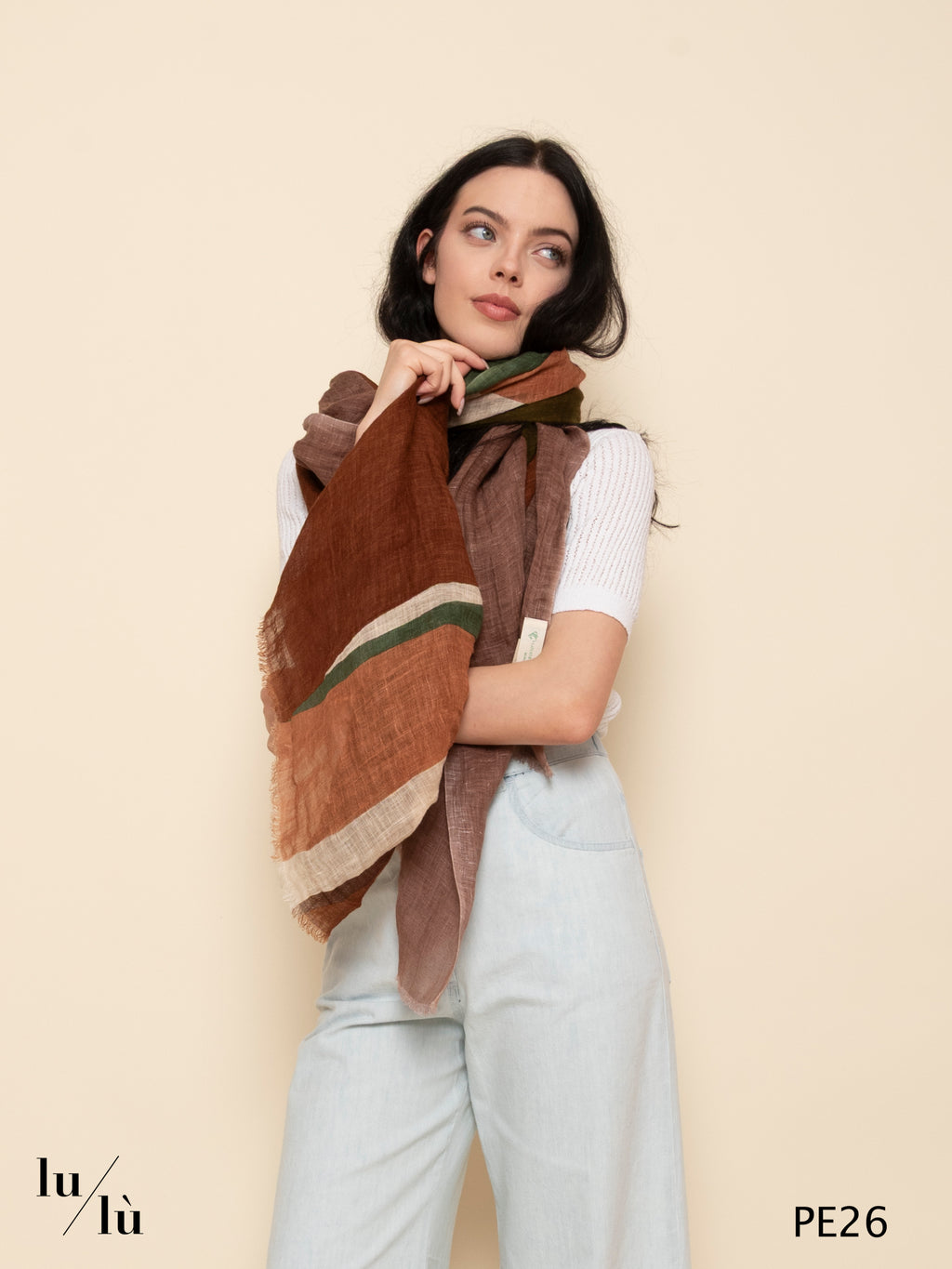 Root Terracotta - Foulard in 100% lino stampato