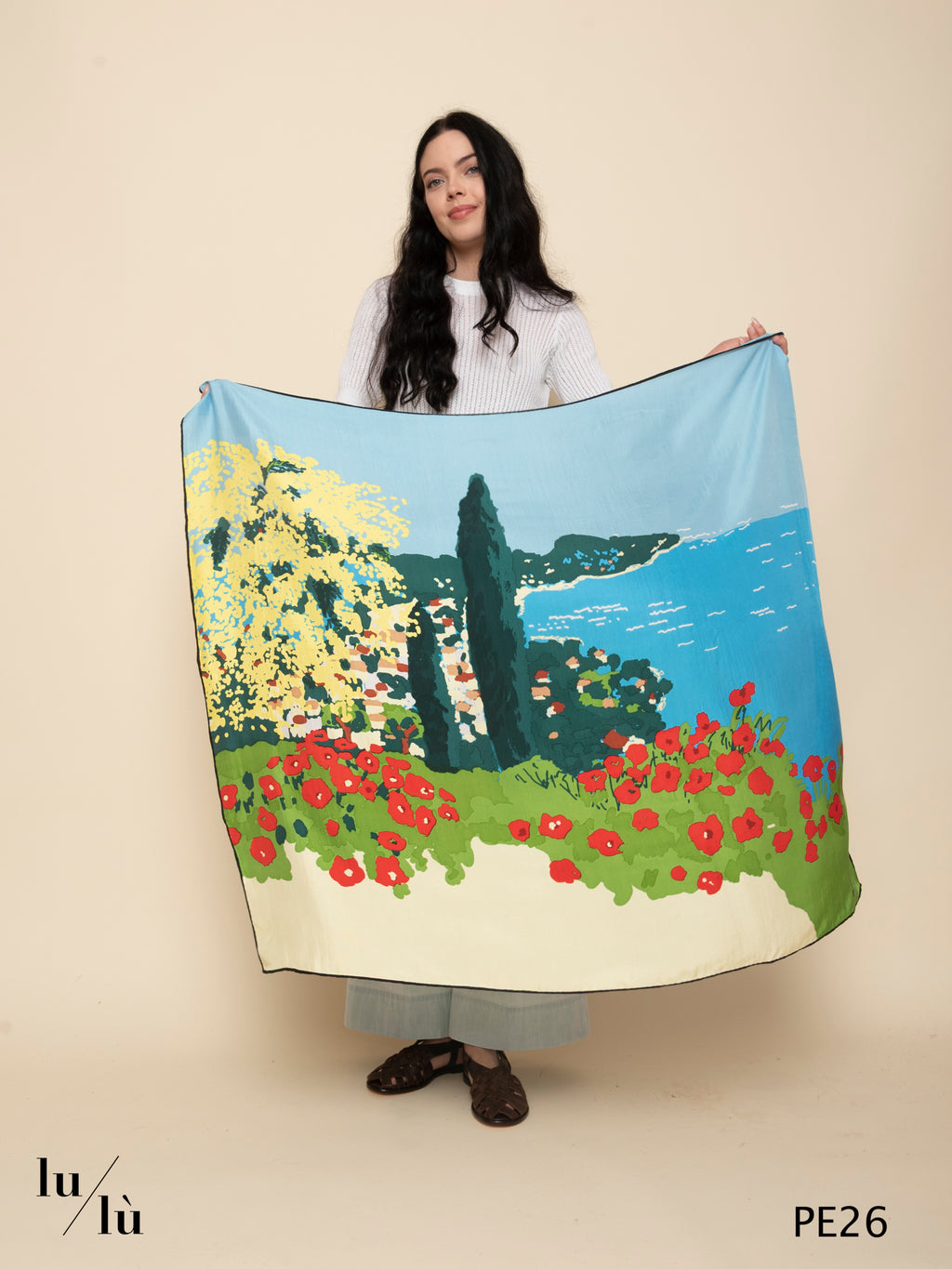 Provence - Foulard in seta stampata con paesaggio