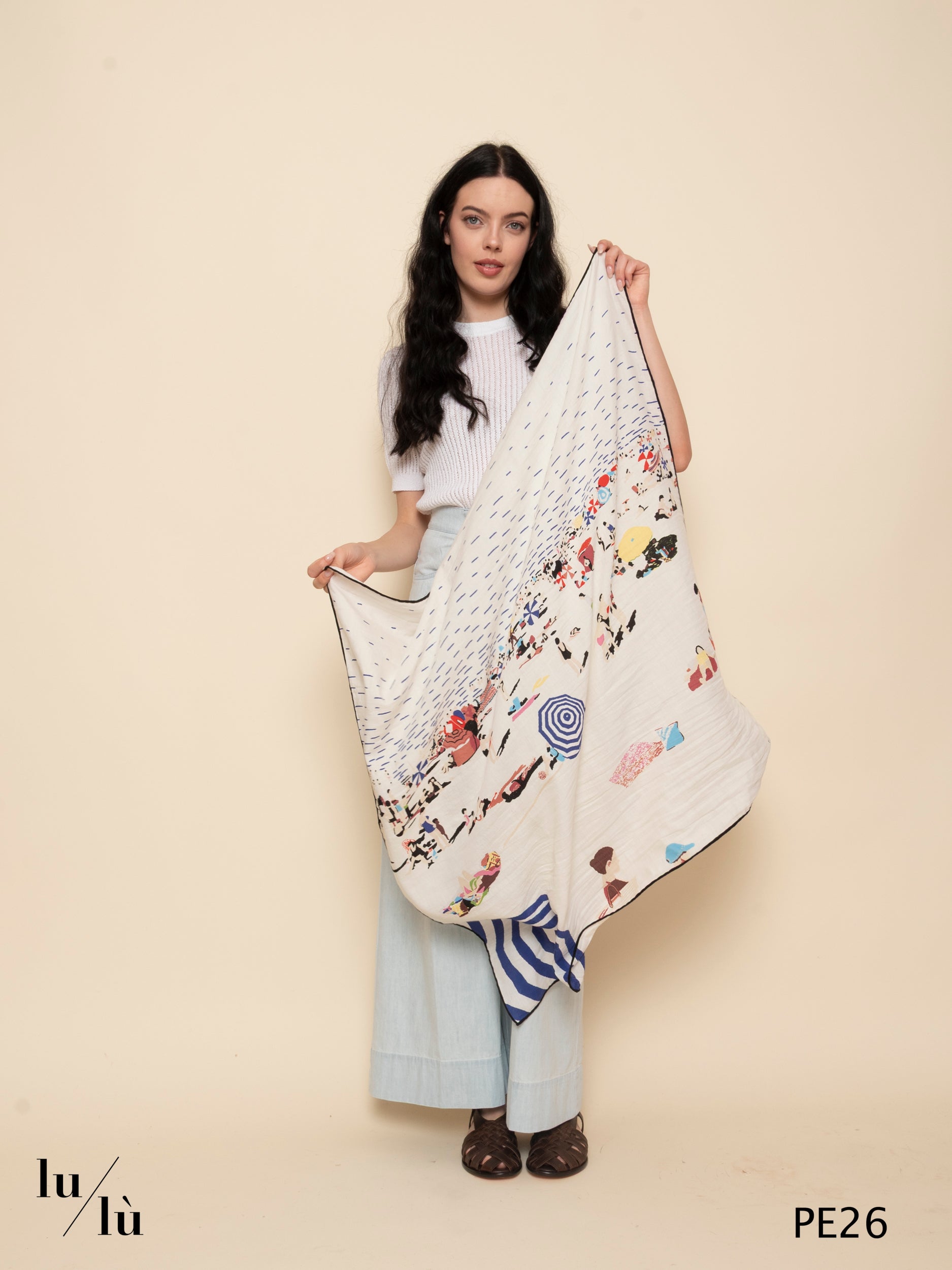 Square - Foulard quadrato in cotone con stampa artistica