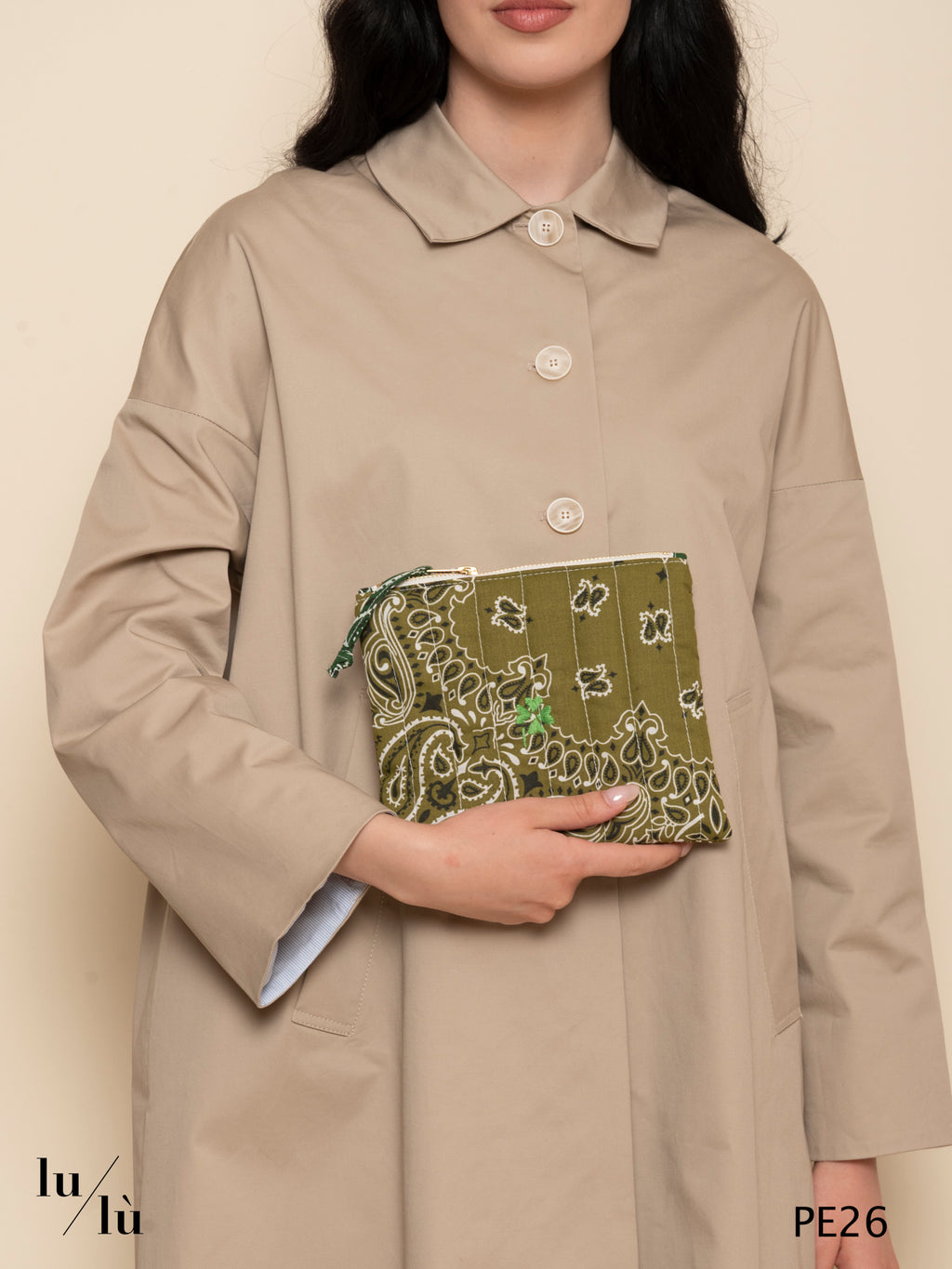 Hearth Green - Mini Pochette Quadrifoglio bandana in cotone