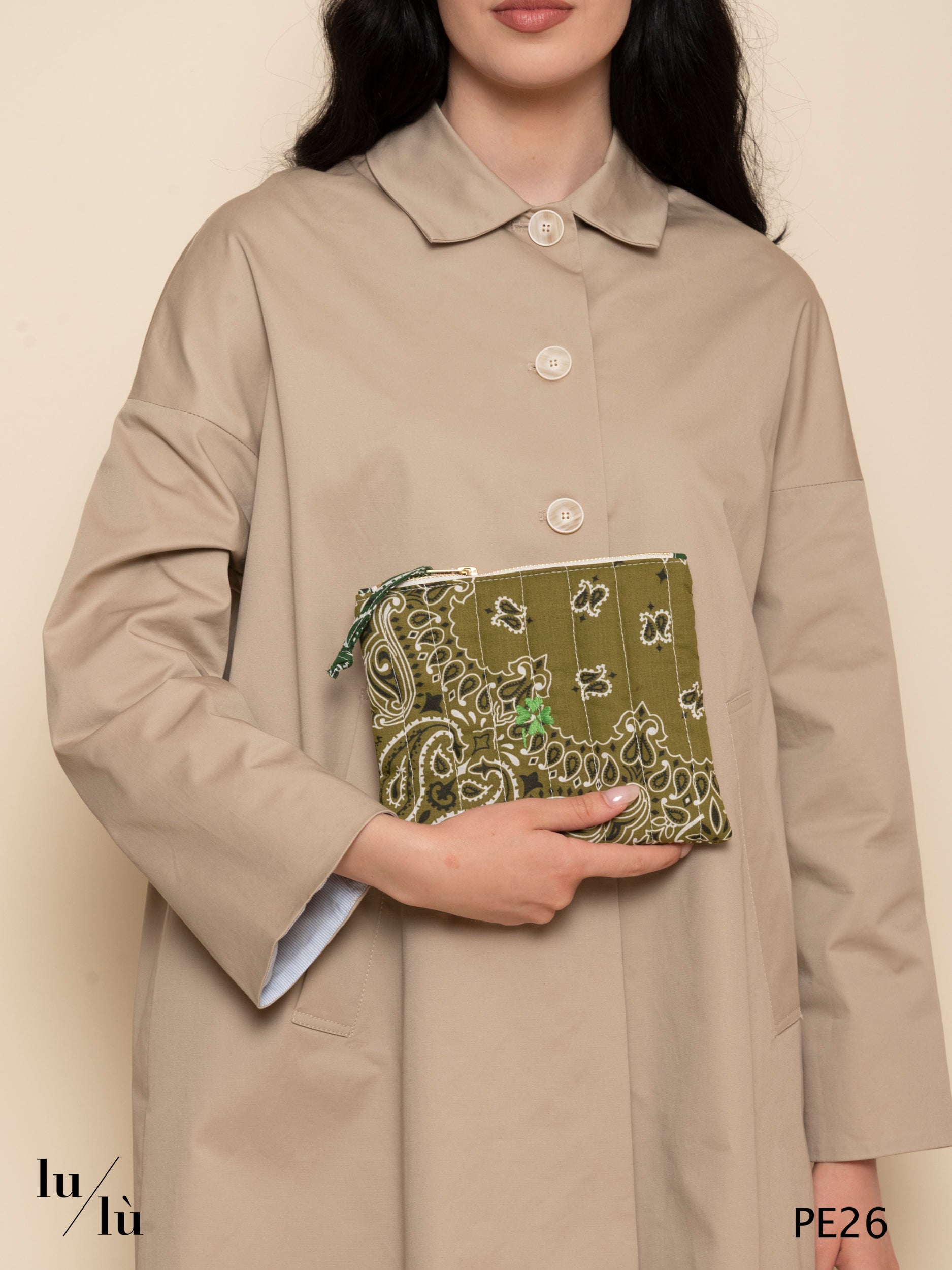 Hearth Green - Mini Pochette Quadrifoglio bandana in cotone