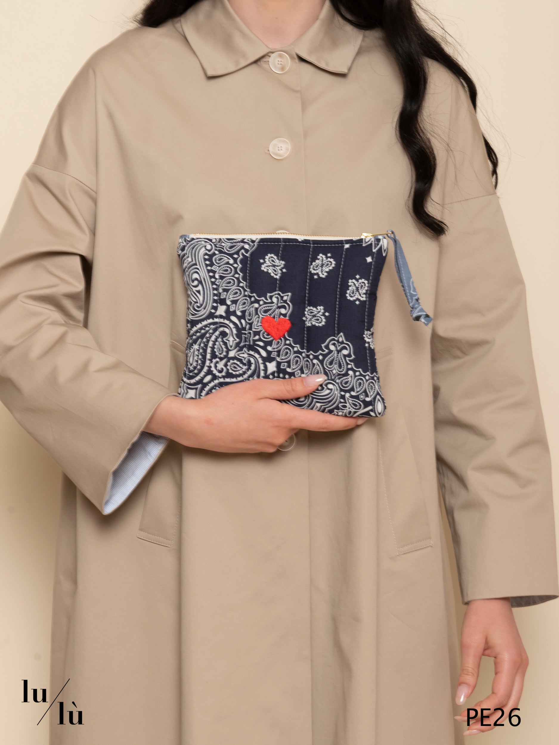 Hearth Blue - Mini Pochette Cuore bandana in cotone