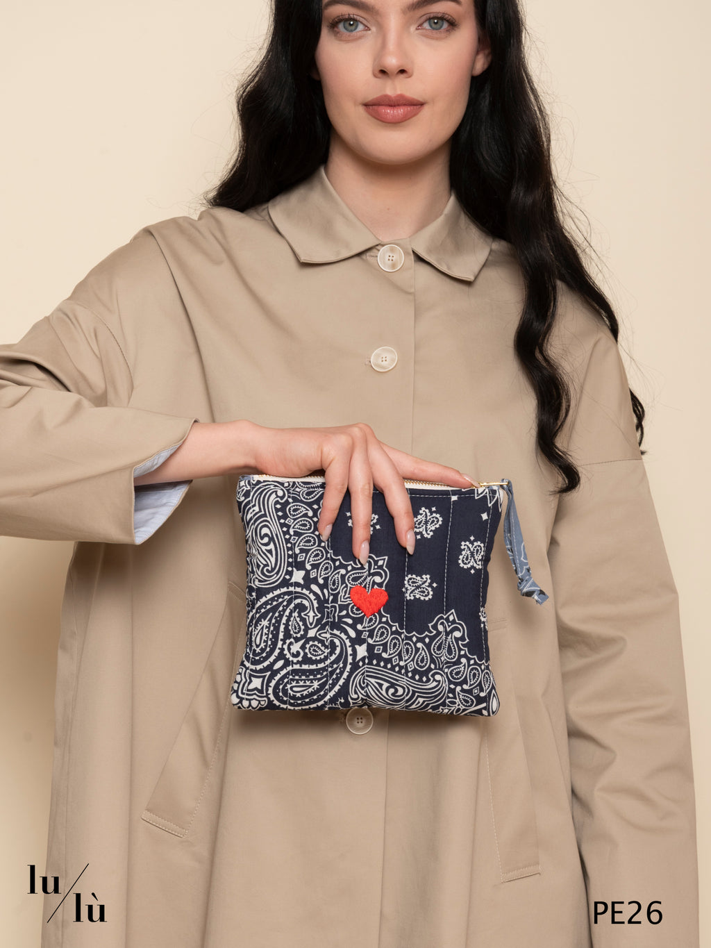 Hearth Blue - Mini Pochette Cuore bandana in cotone