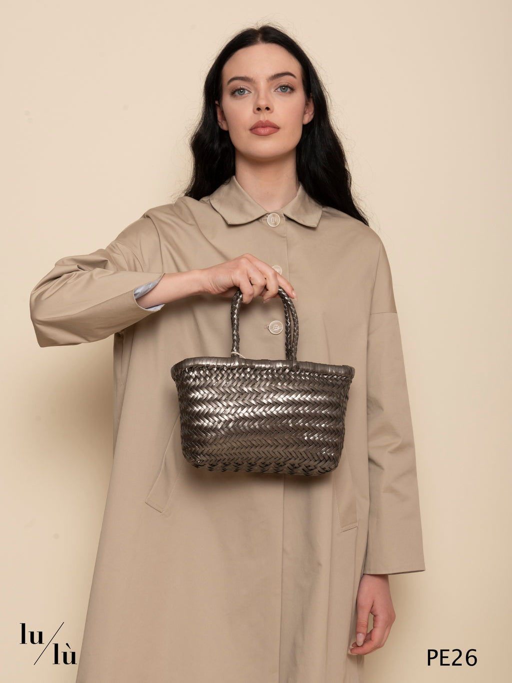 Mini flat Gora Cover Foil - Mini Basket Bag intrecciata in pelle