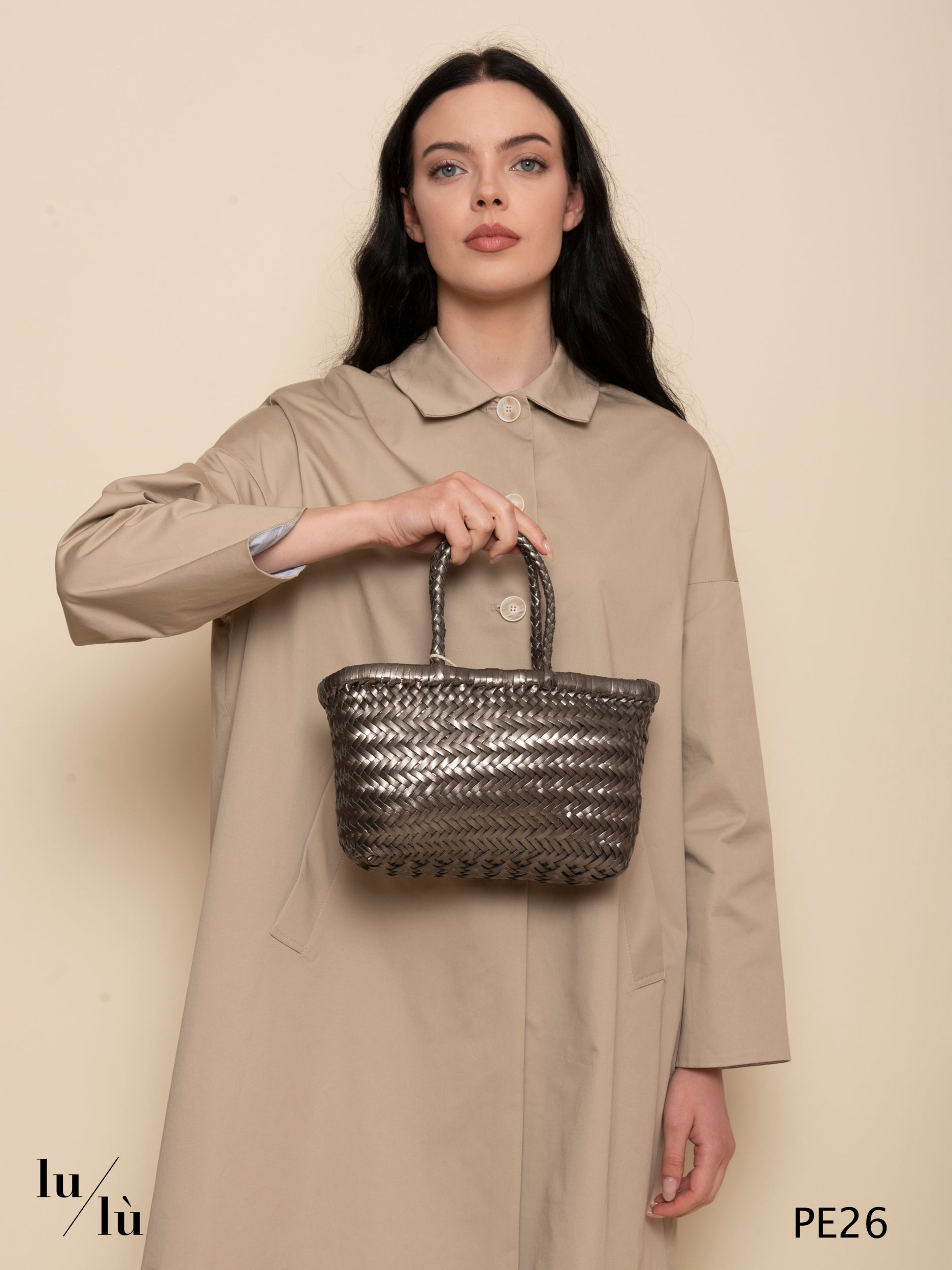 Mini flat Gora Cover Foil - Mini Basket Bag intrecciata in pelle