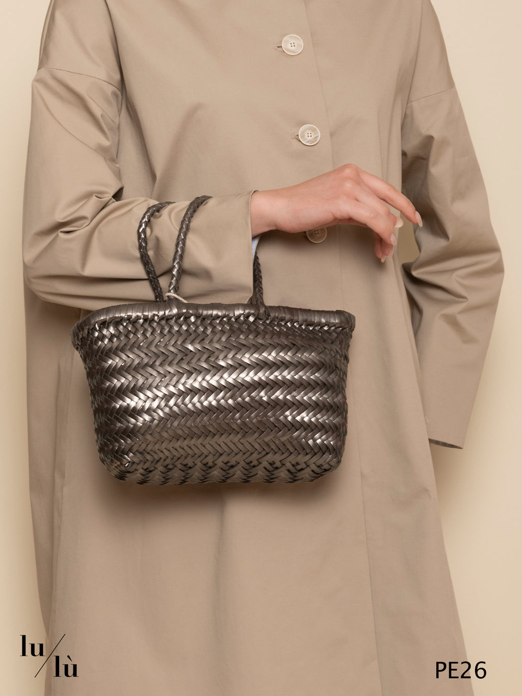 Mini flat Gora Cover Foil - Mini Basket Bag intrecciata in pelle