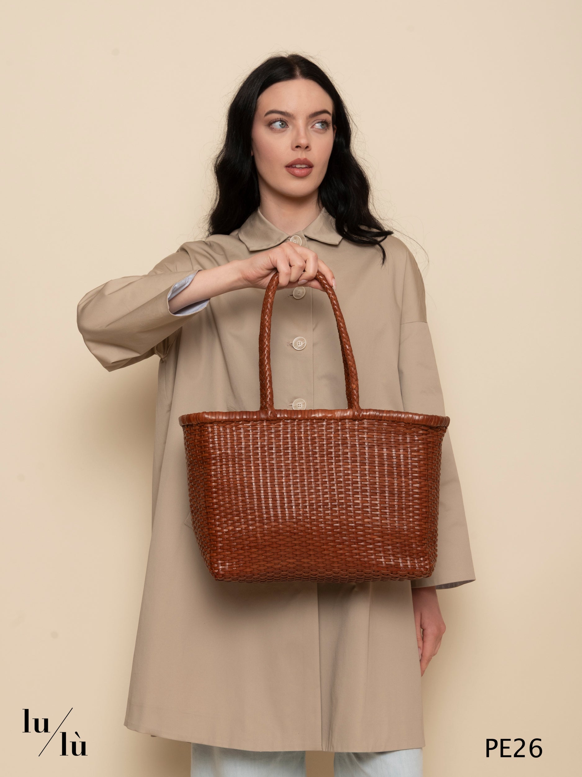 Bweave Big Cuoio - Borsa intrecciata a mano
