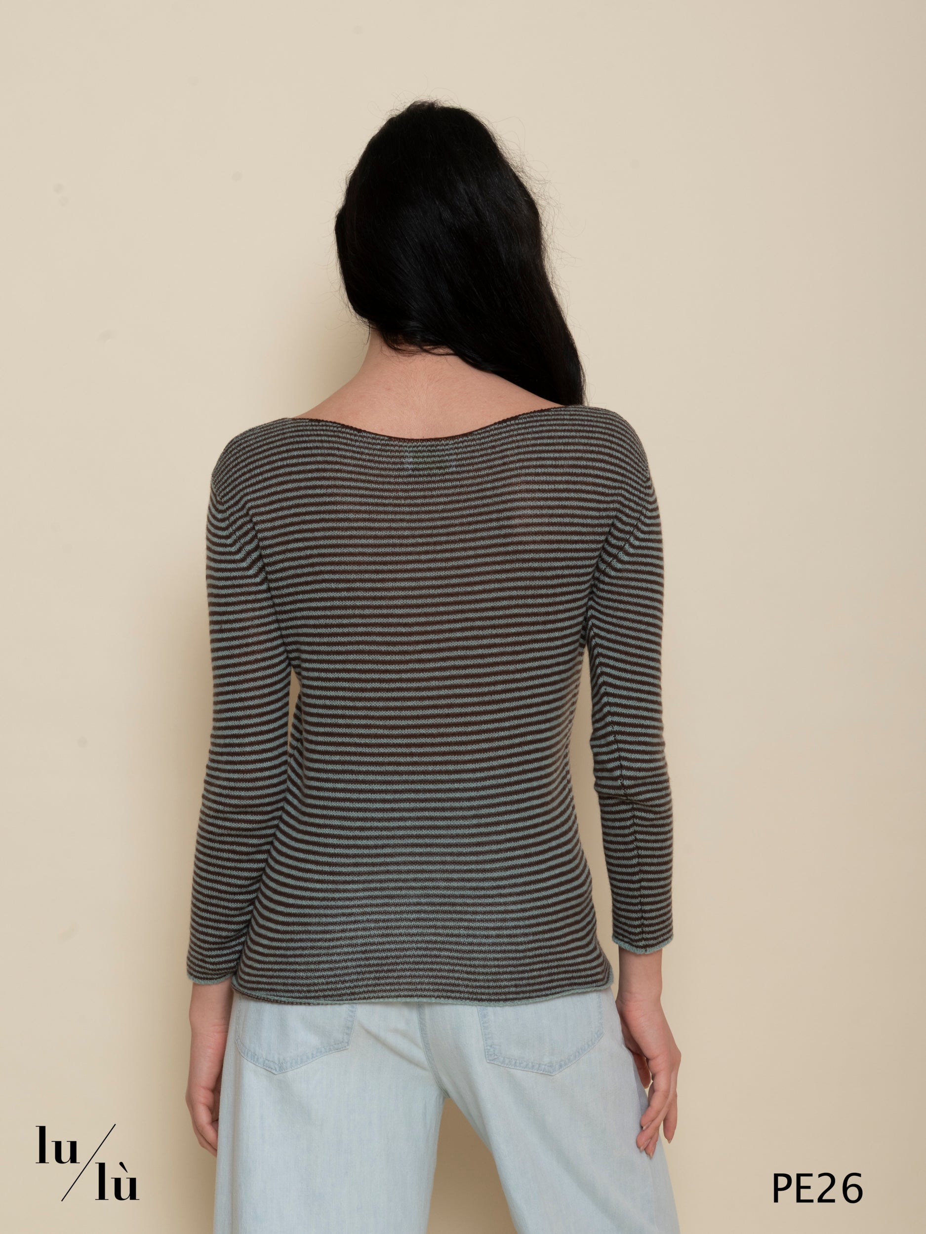 Rosa Acqua - Maglia donna in cashmere a righe